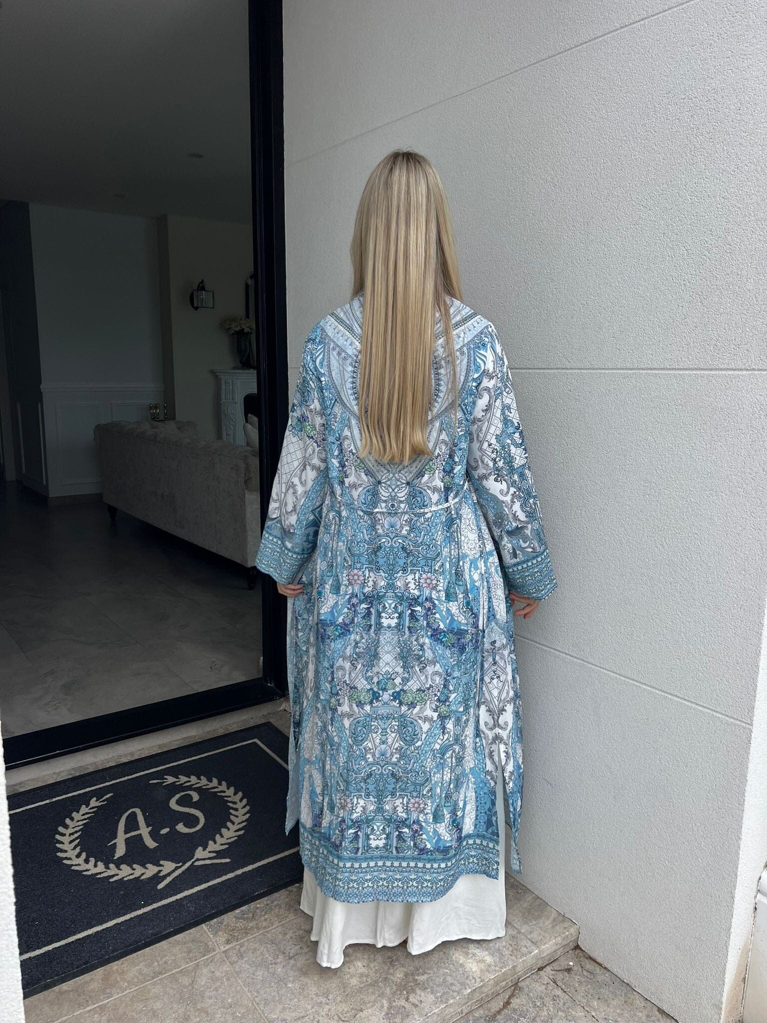 Safa Blue Beaded Cape