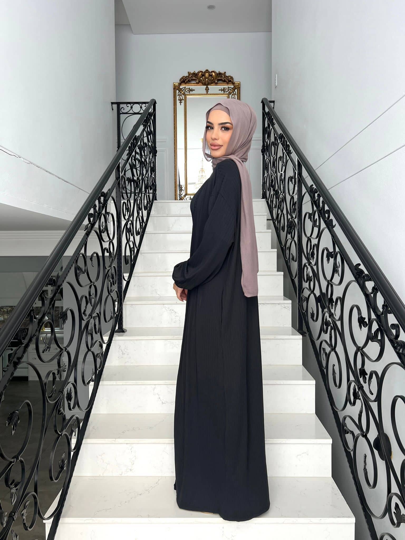 Ribbed Abaya Set