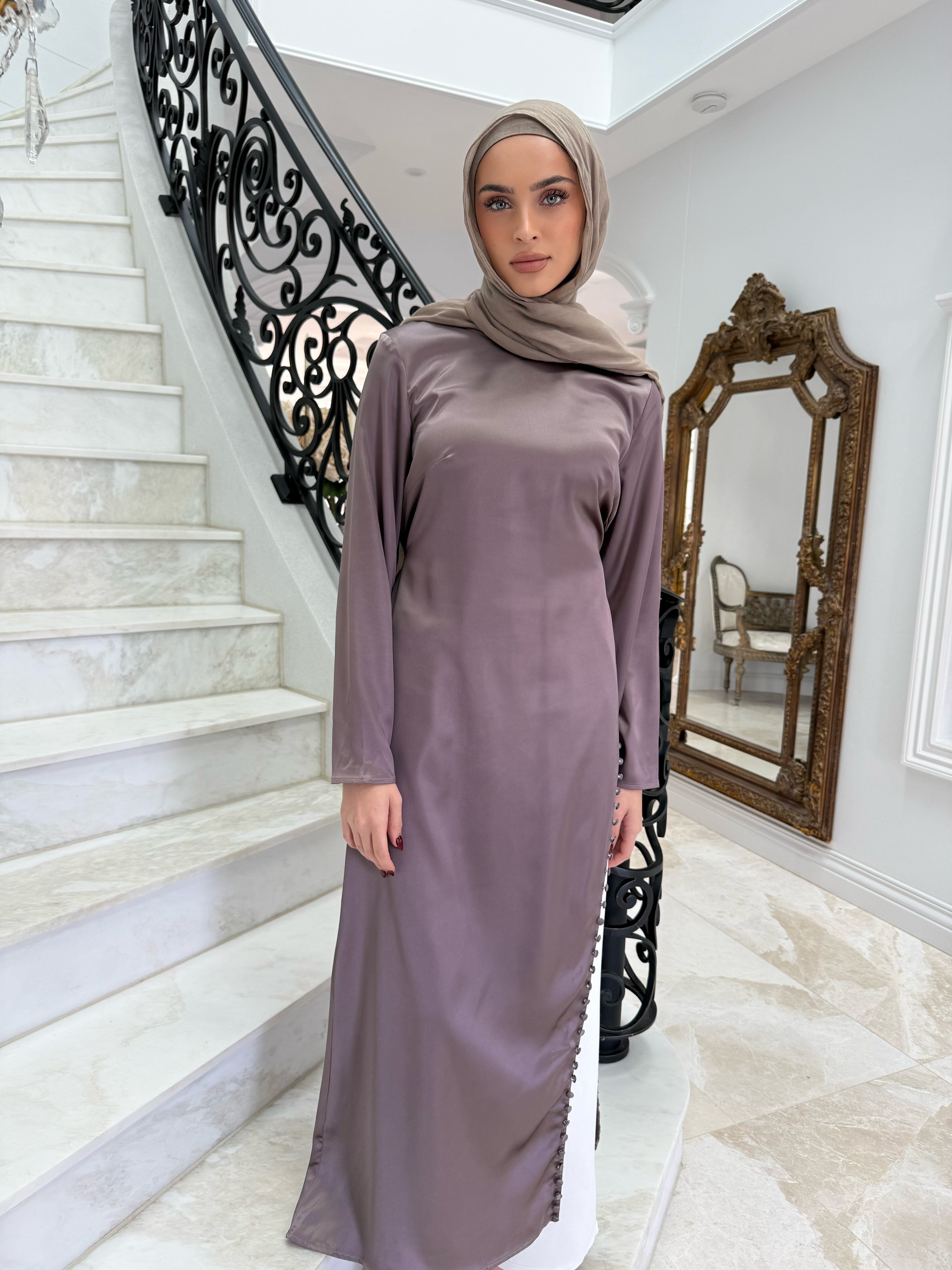 Satin Button Split Tunic