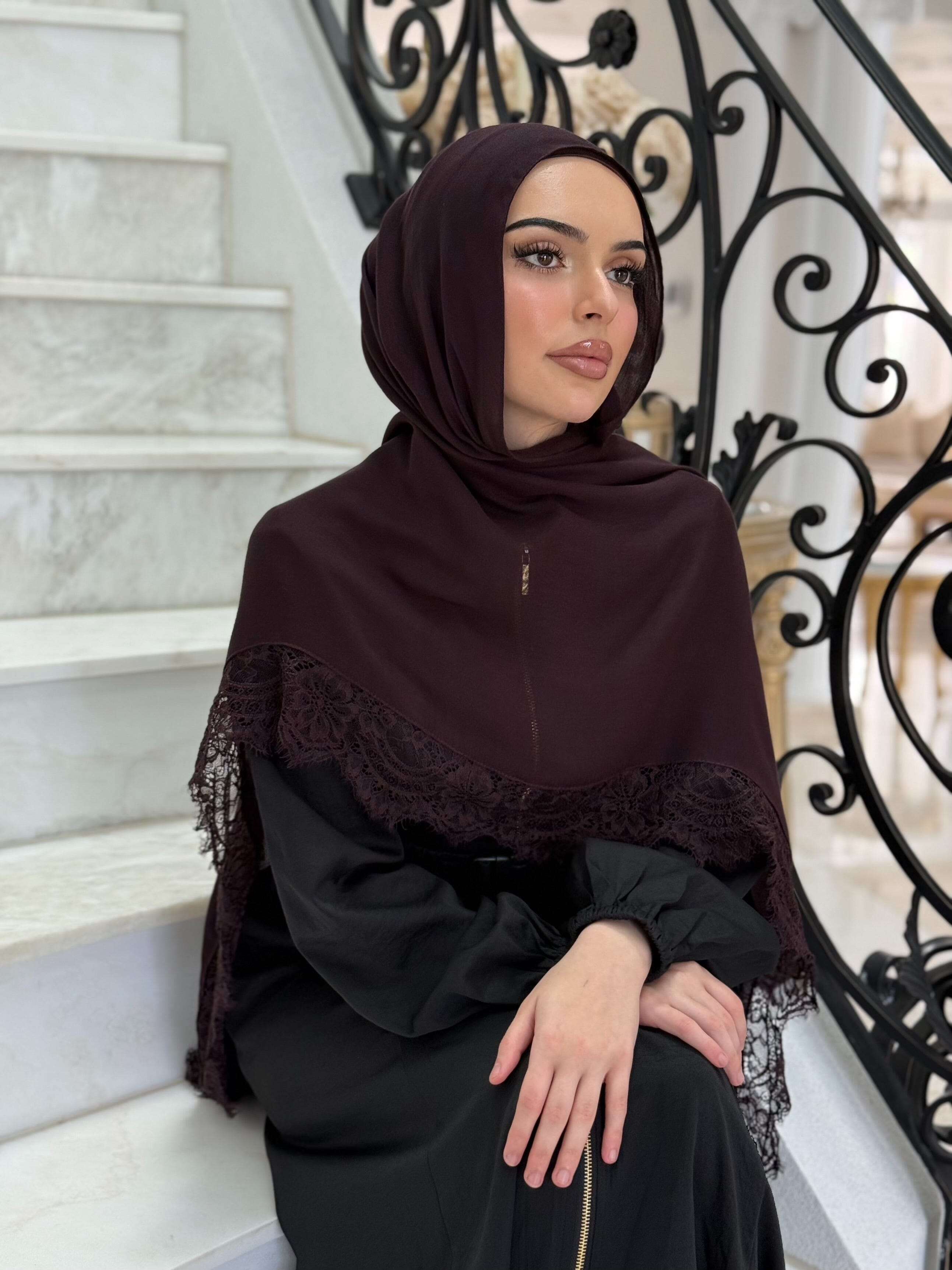 Burgandy Lace Modal Shawl
