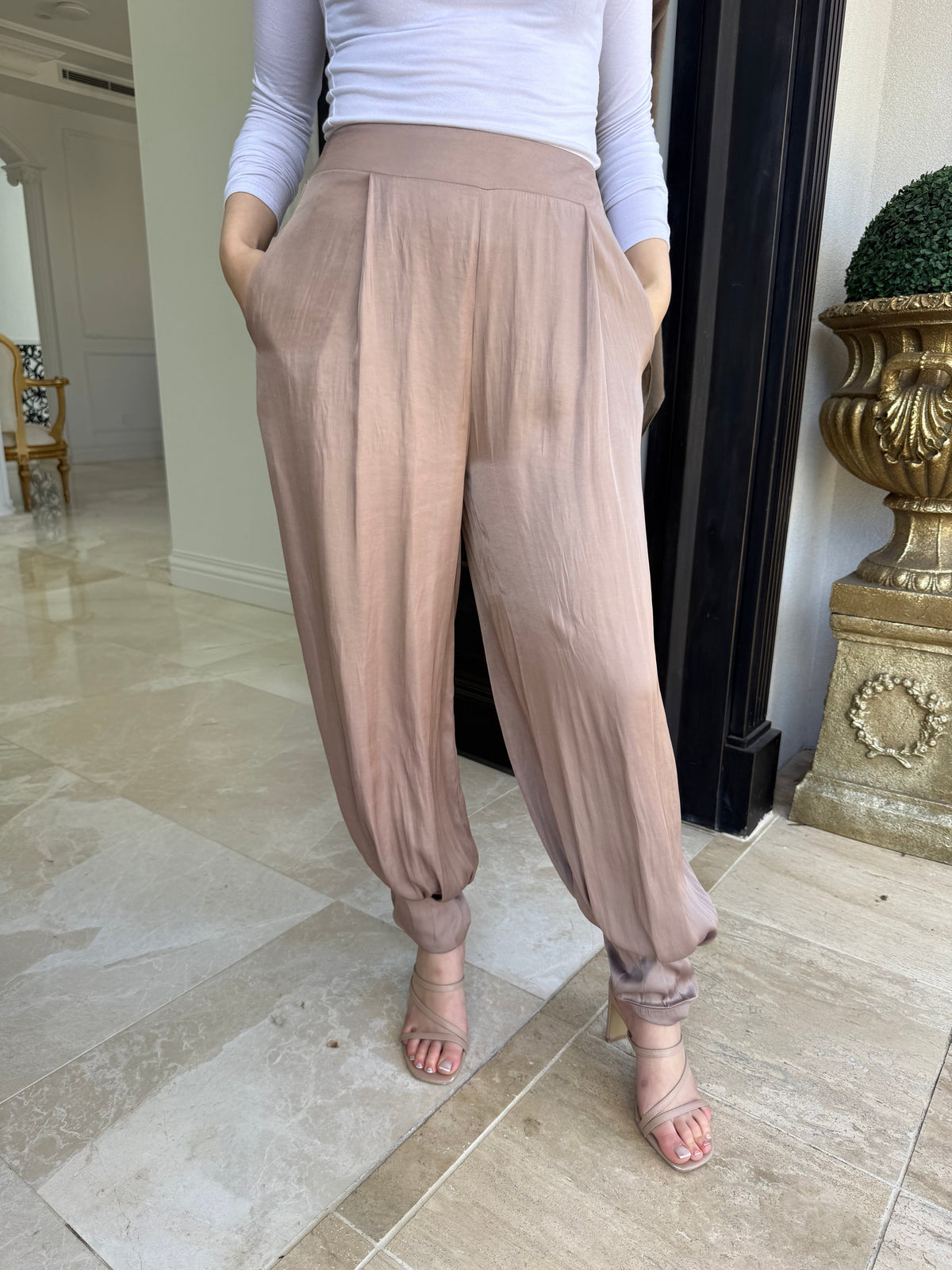 Satin Cuffed Pants