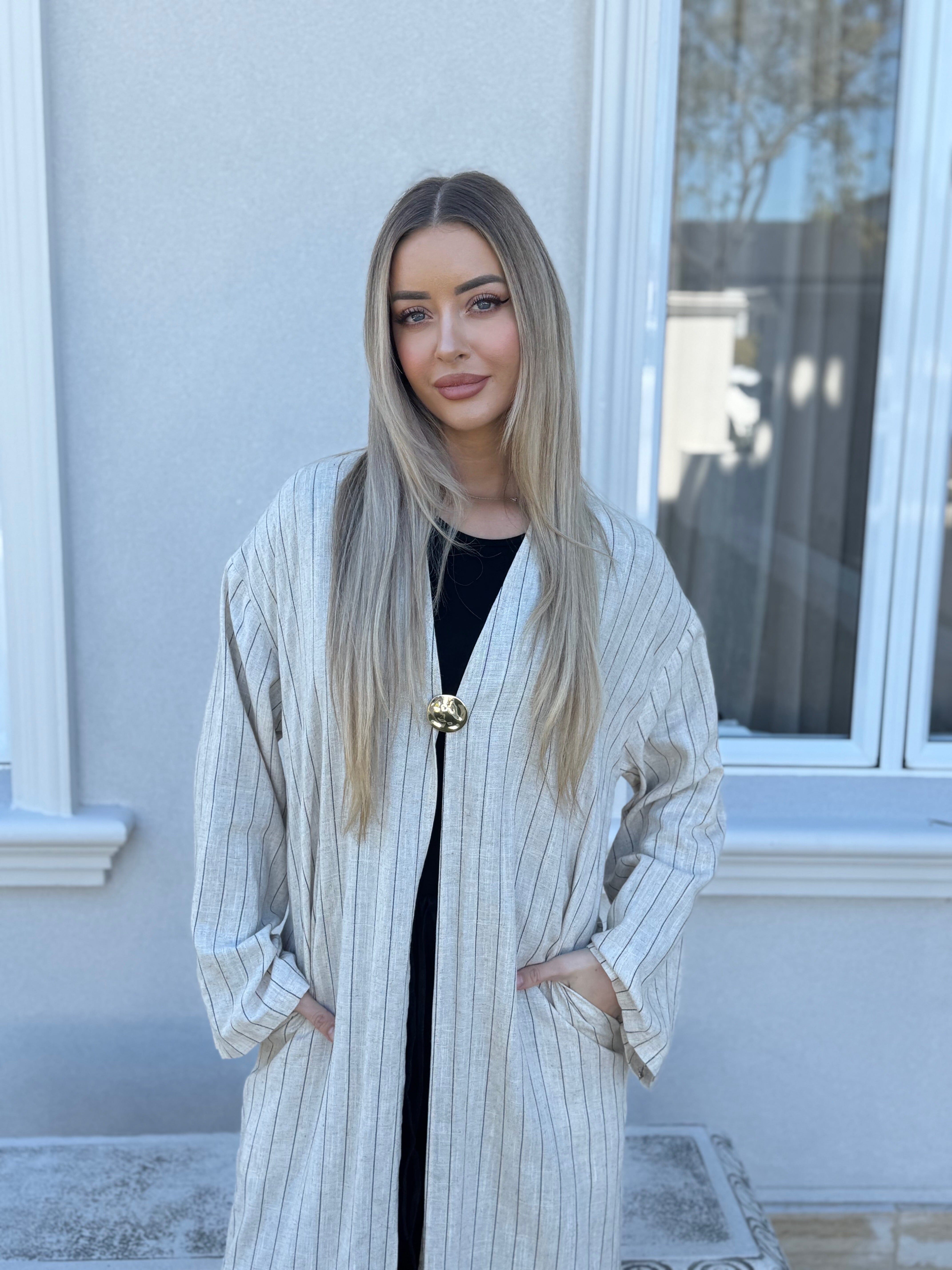 Stripe Linen Kimono