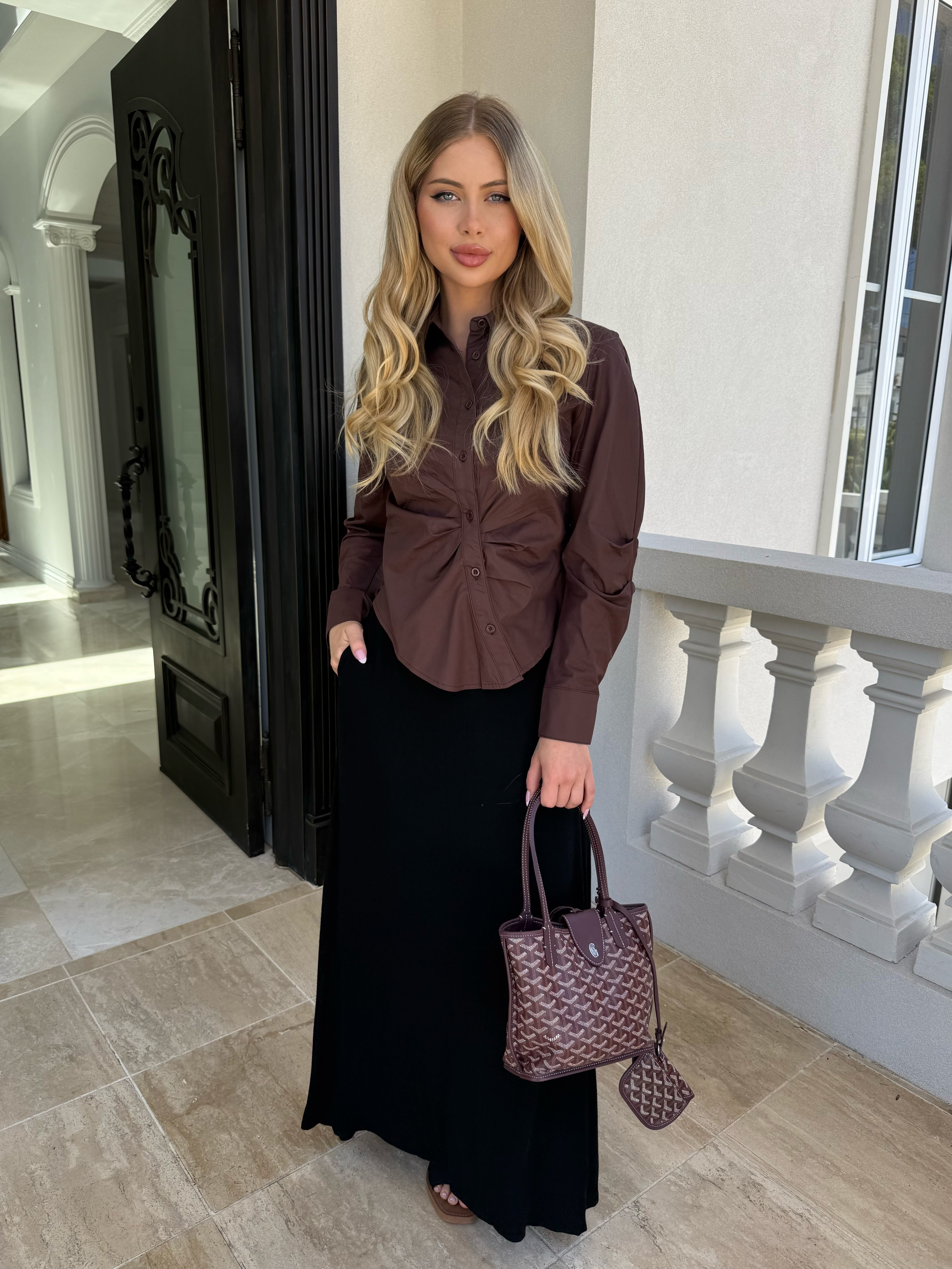 Gathered Button Shirt