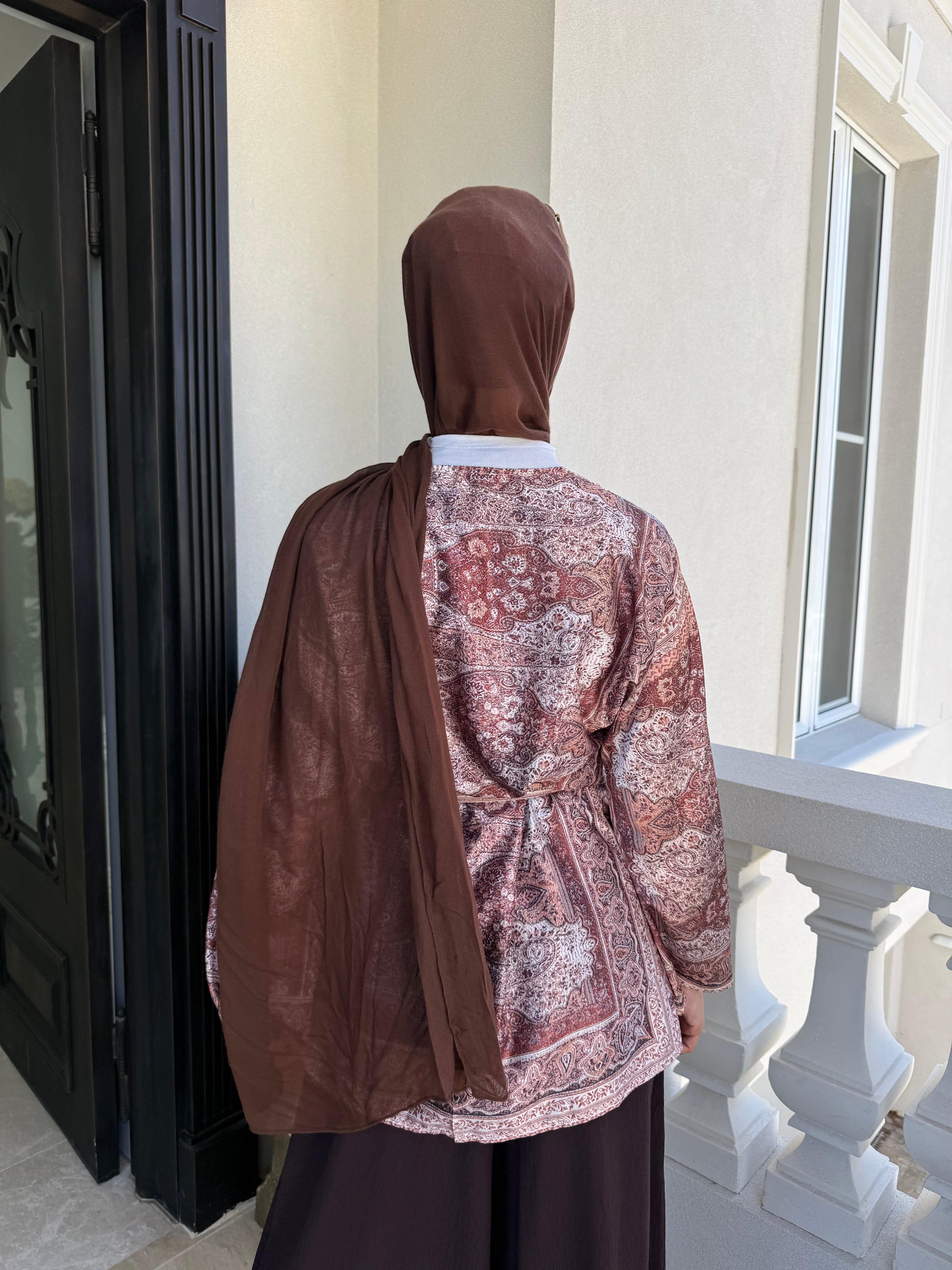 Pashmina Rust Satin Caridgan