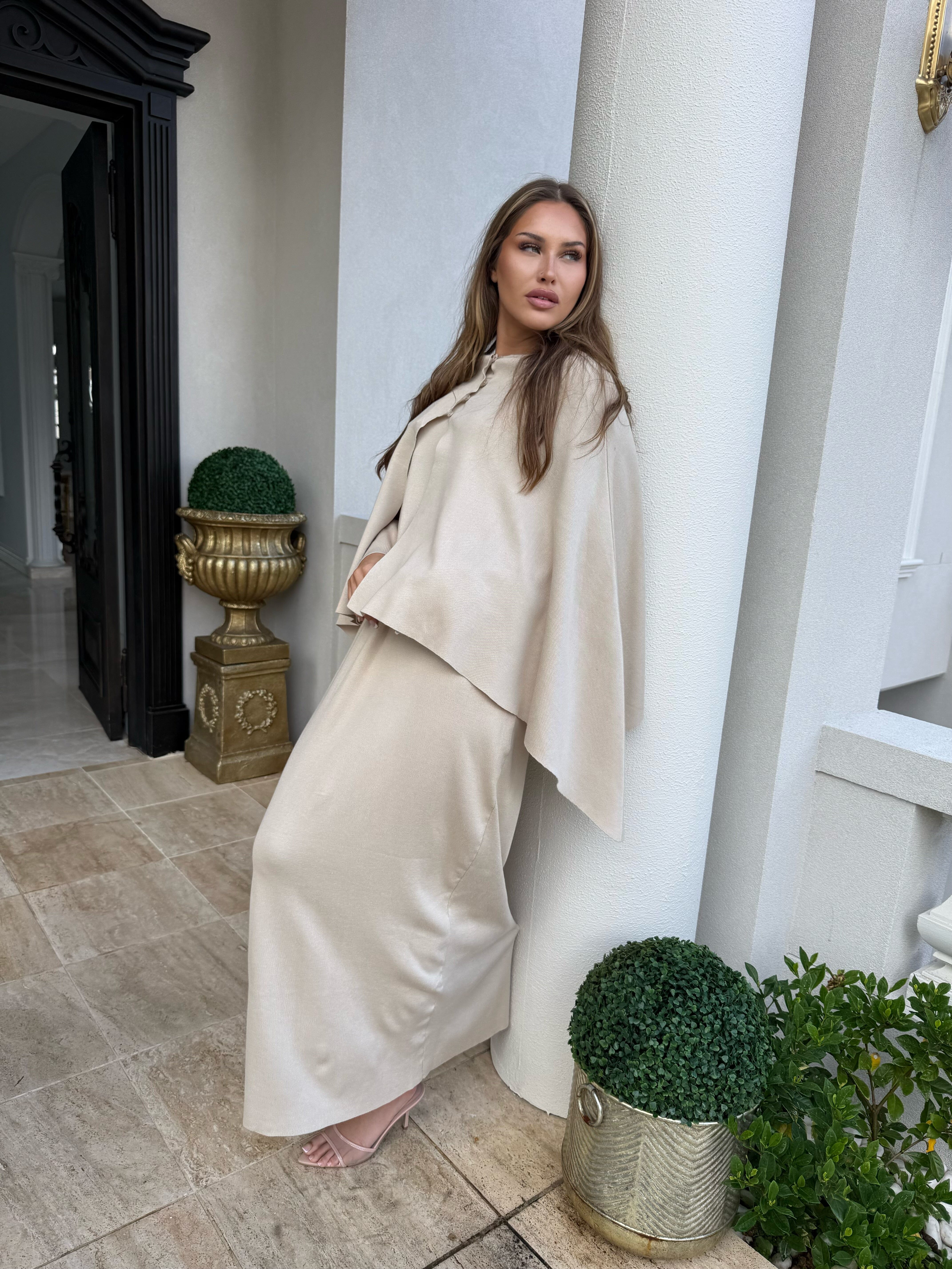 Poncho Knit Dress Set