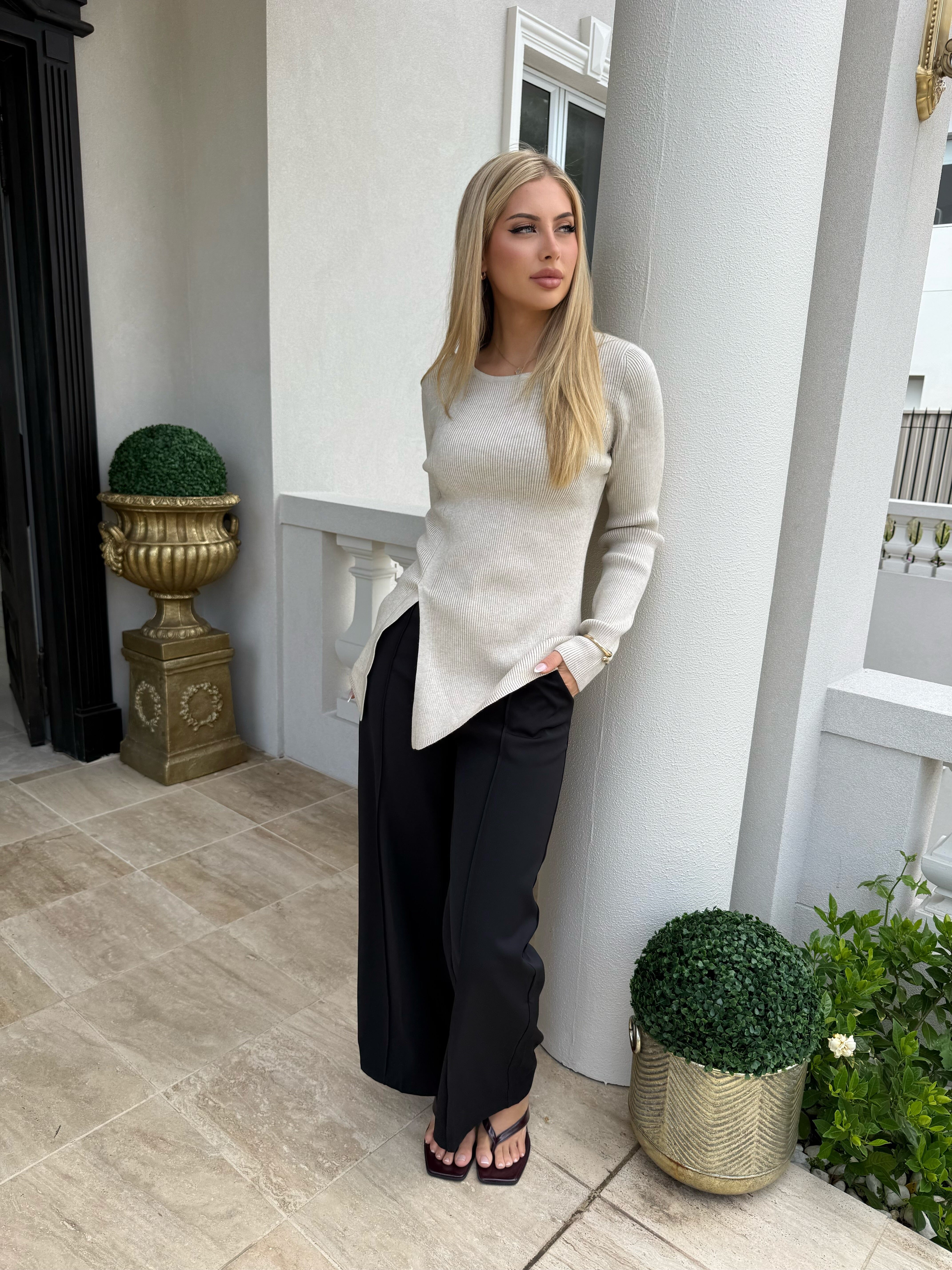Layali Knit Split Top
