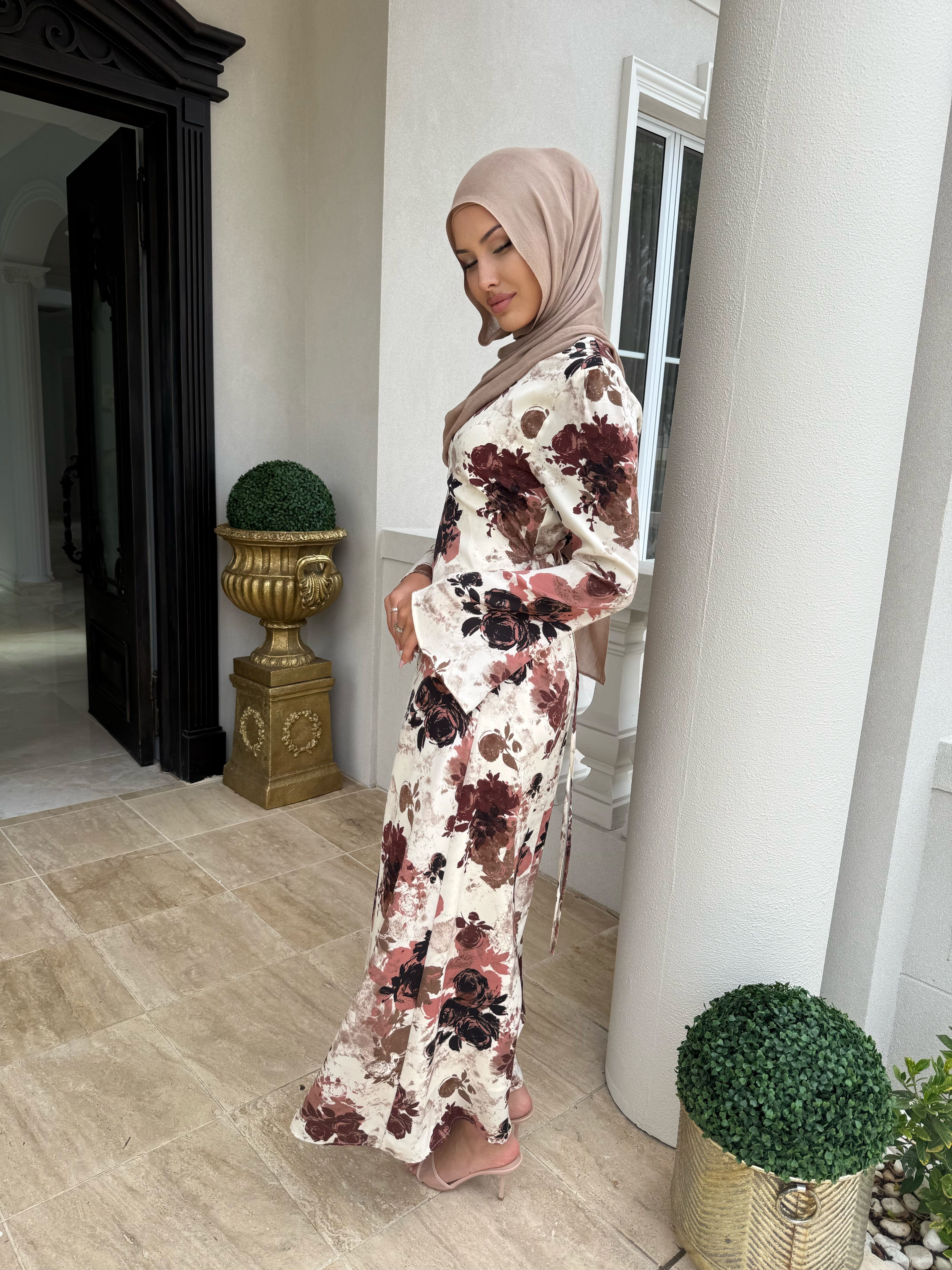 Satin Floral Dress