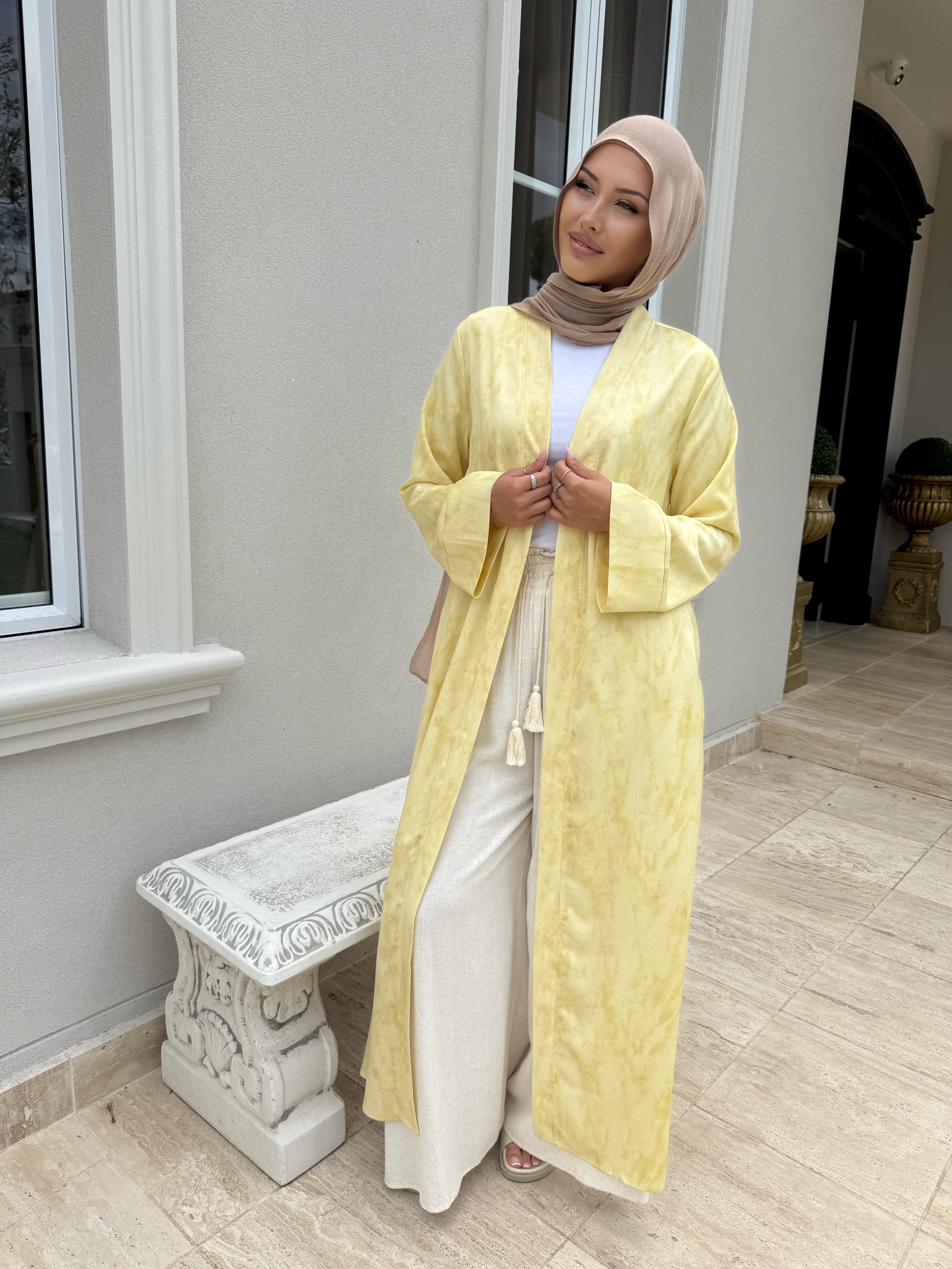 Satin Textured Open Abaya