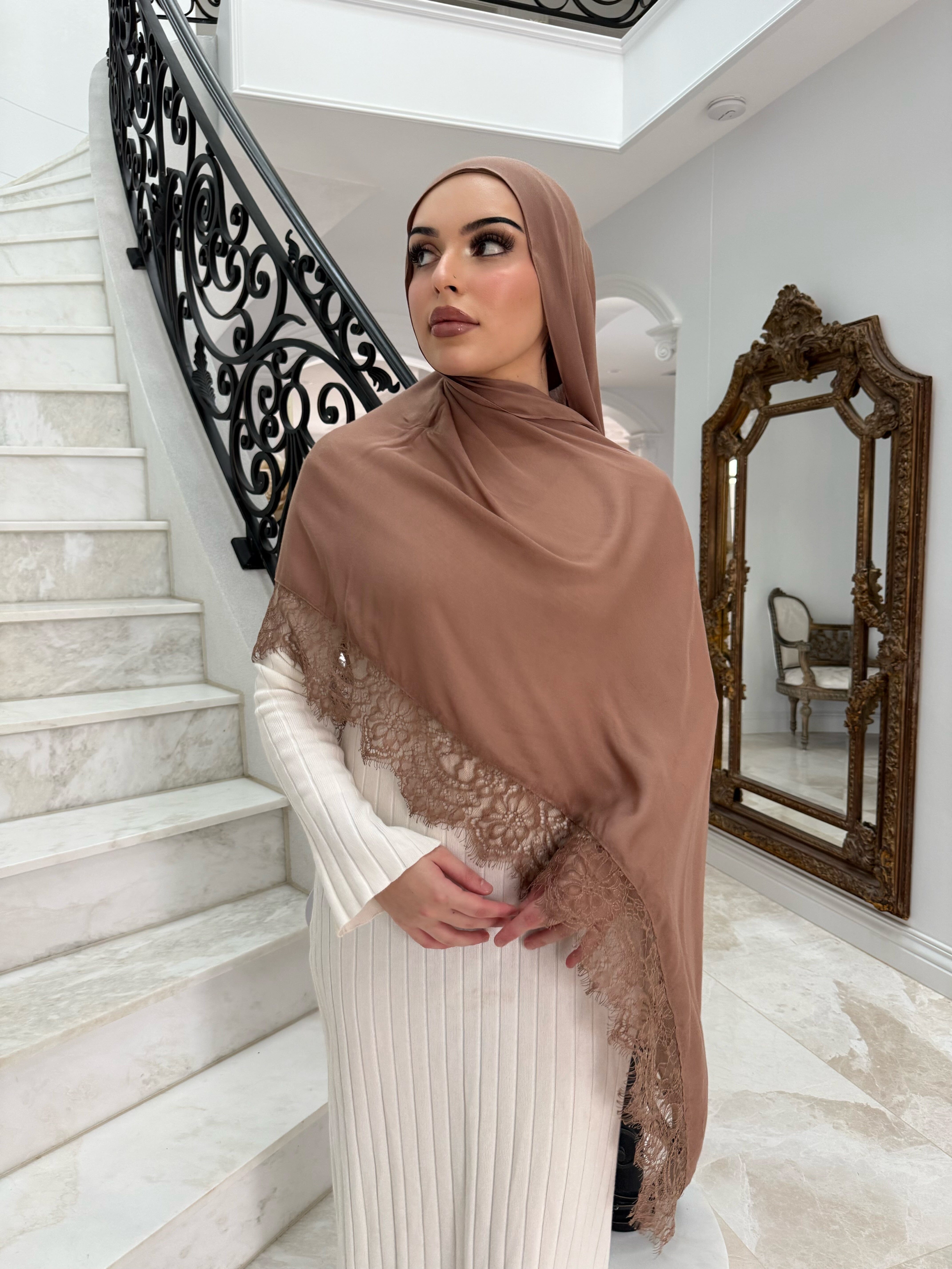 Rust Lace Modal Shawl