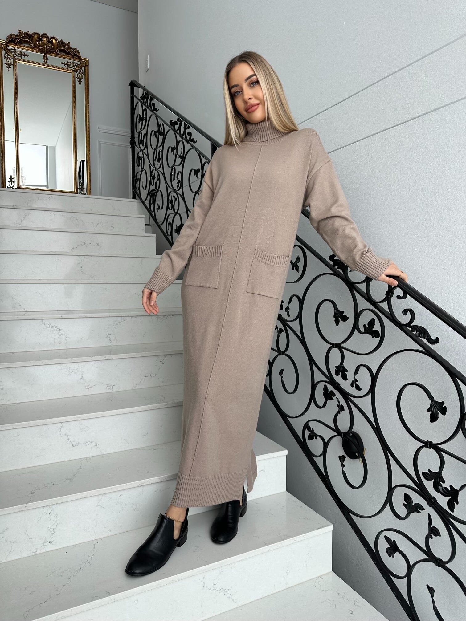 Turtle Neck Knit Dress