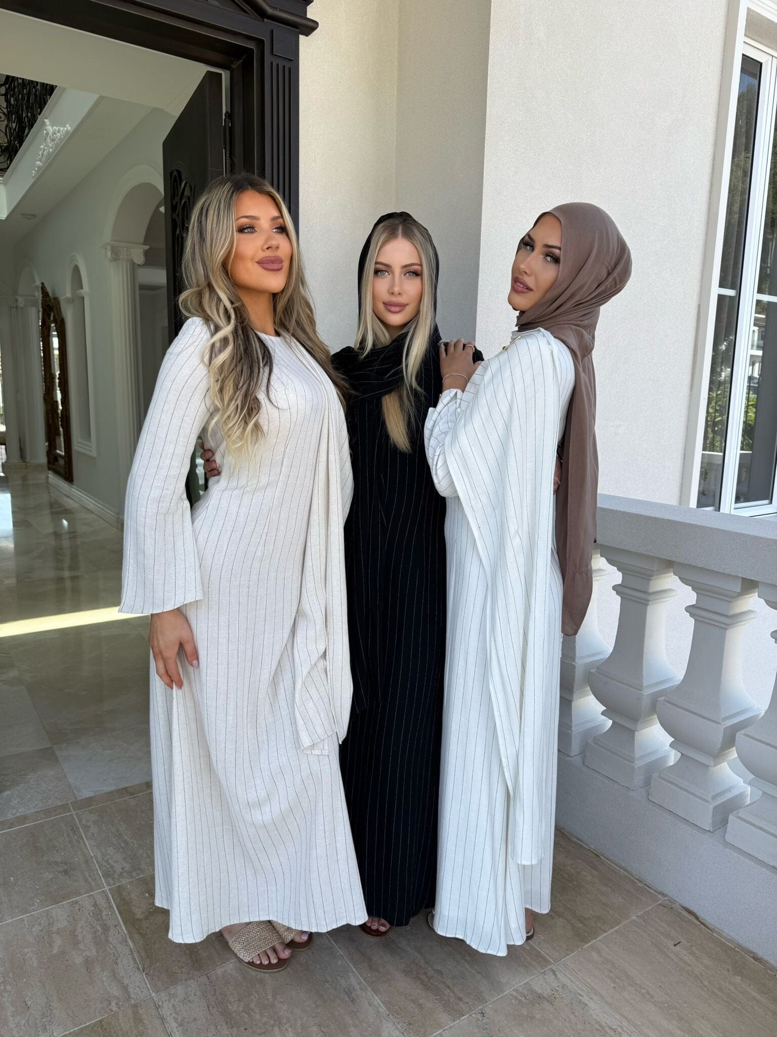 Linen Stripe Shawl Dress