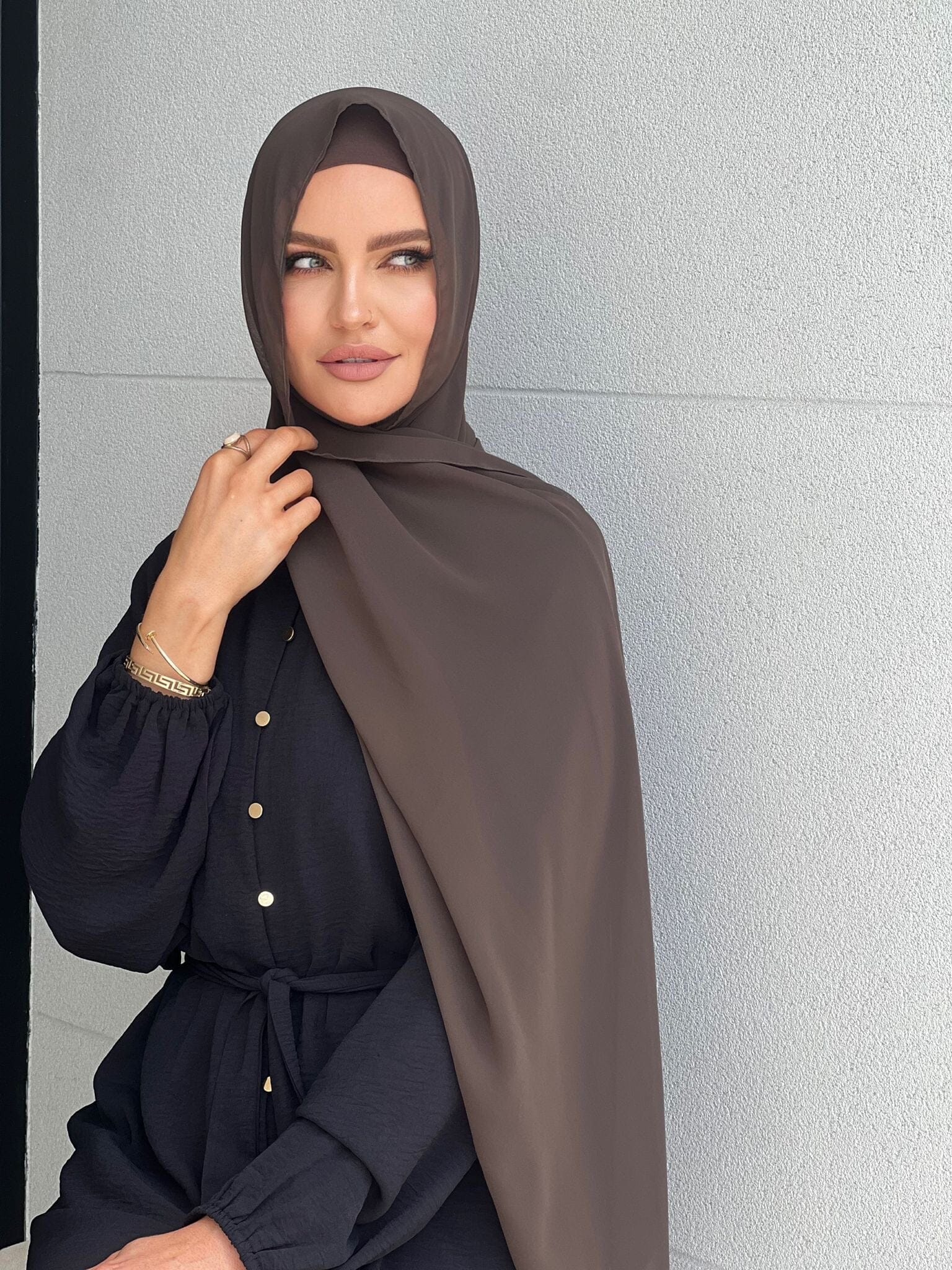 Khaki Chiffon Hijab Set