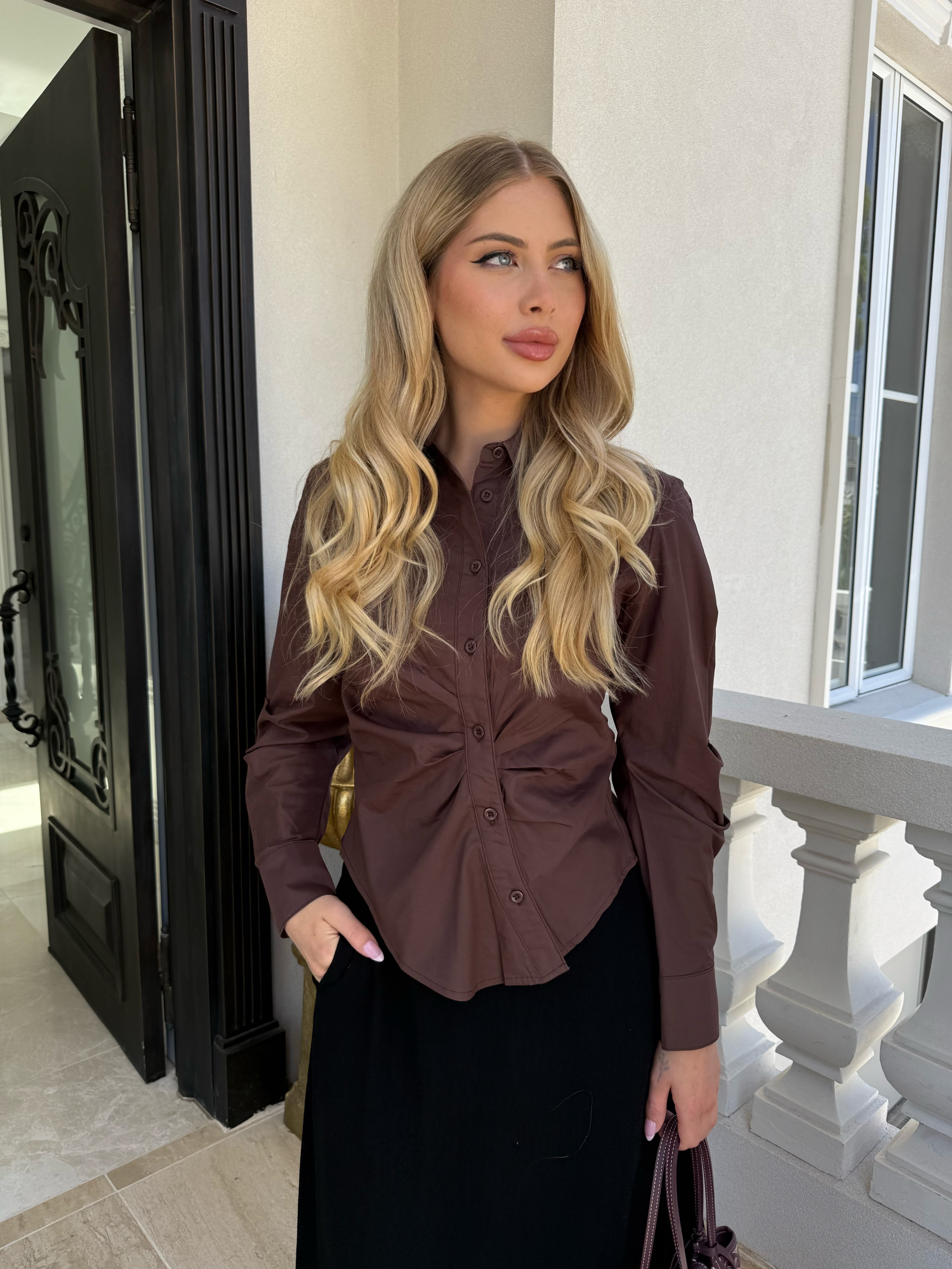 Gathered Button Shirt