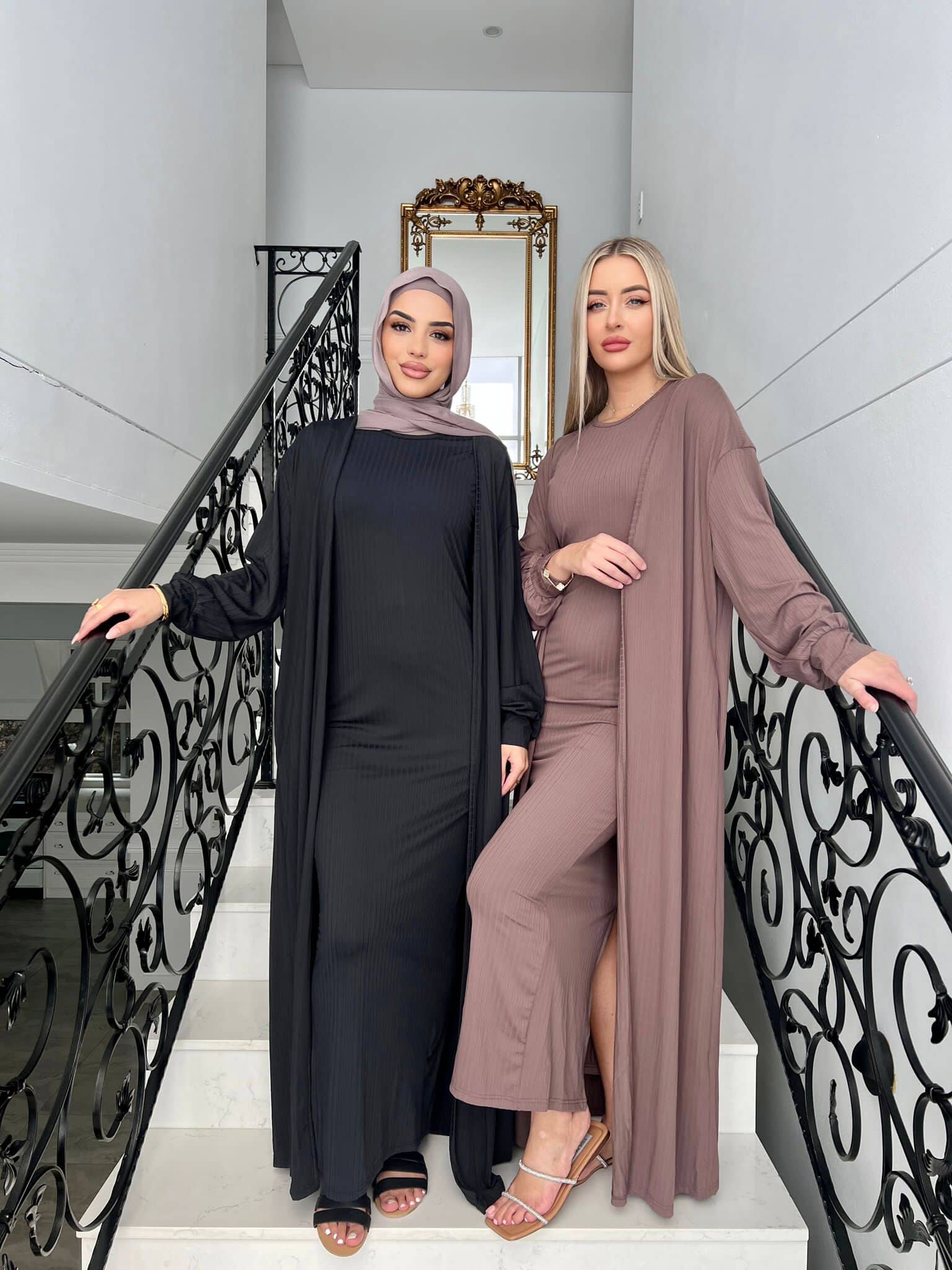 Ribbed Abaya Set