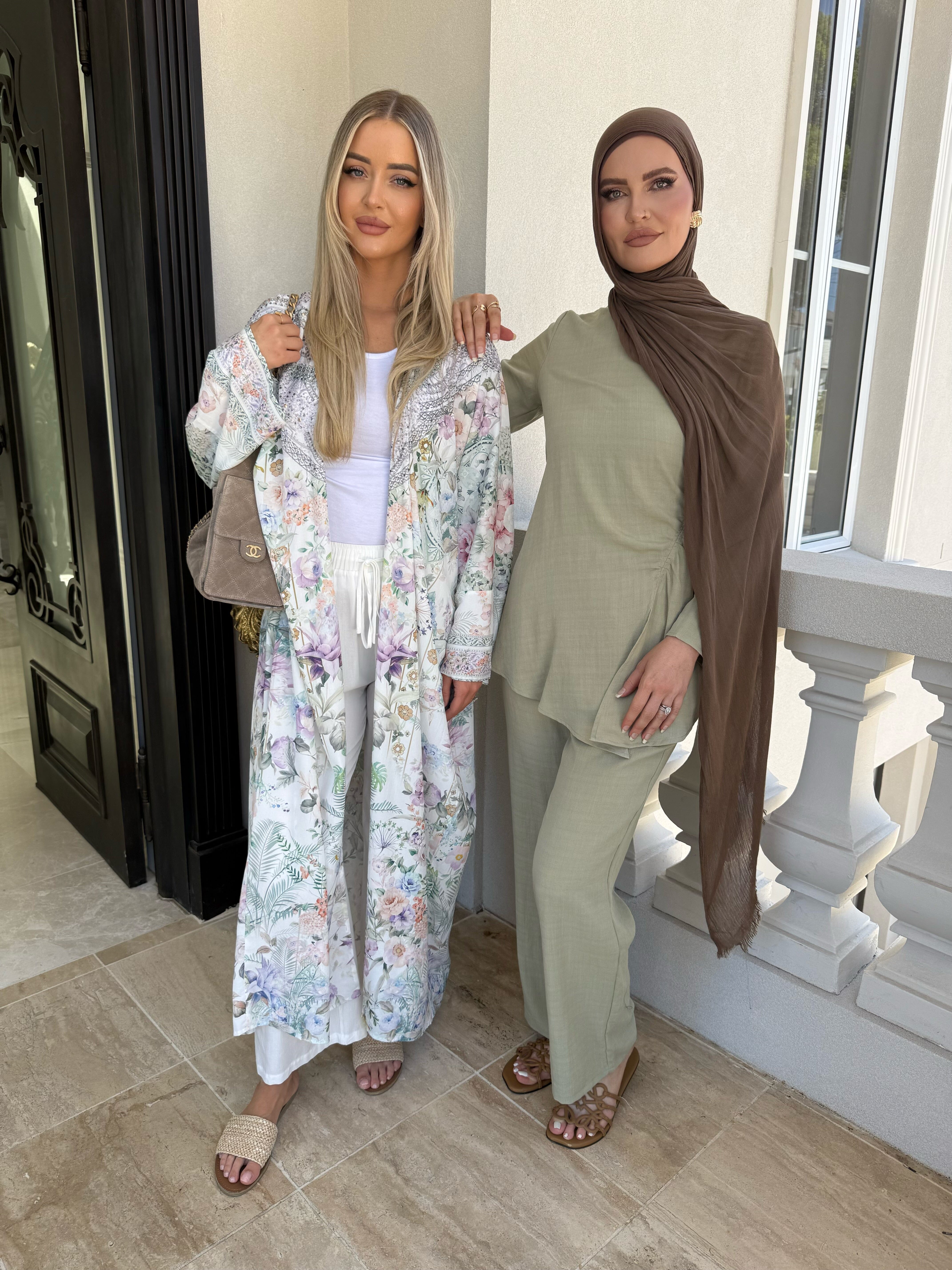 Beaded Open Floral Abaya