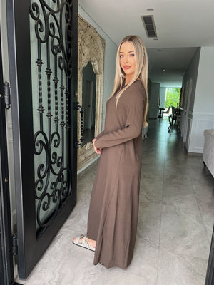 Khaki Brown Abaya Set