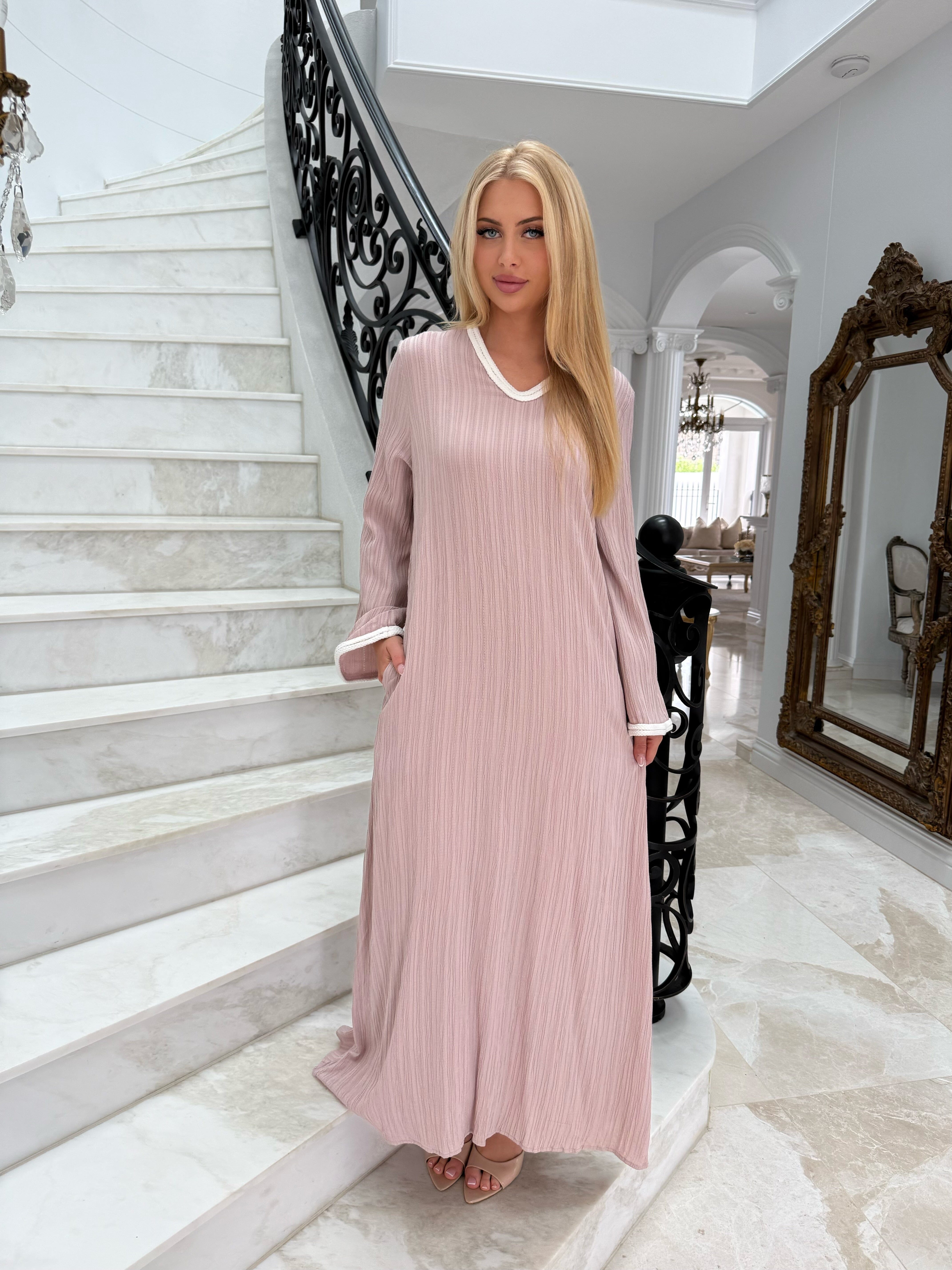 Trimmed Crinkle Abaya