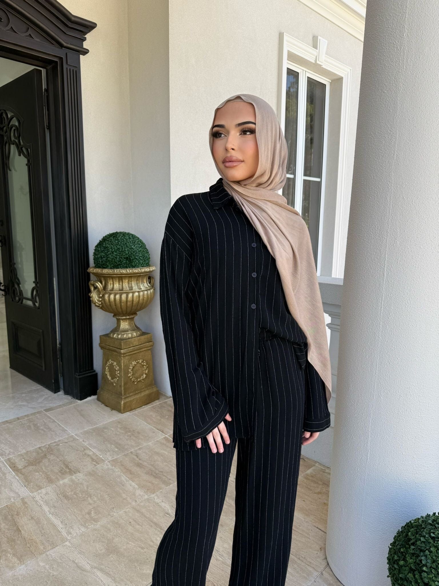 Pinstripe Linen Set