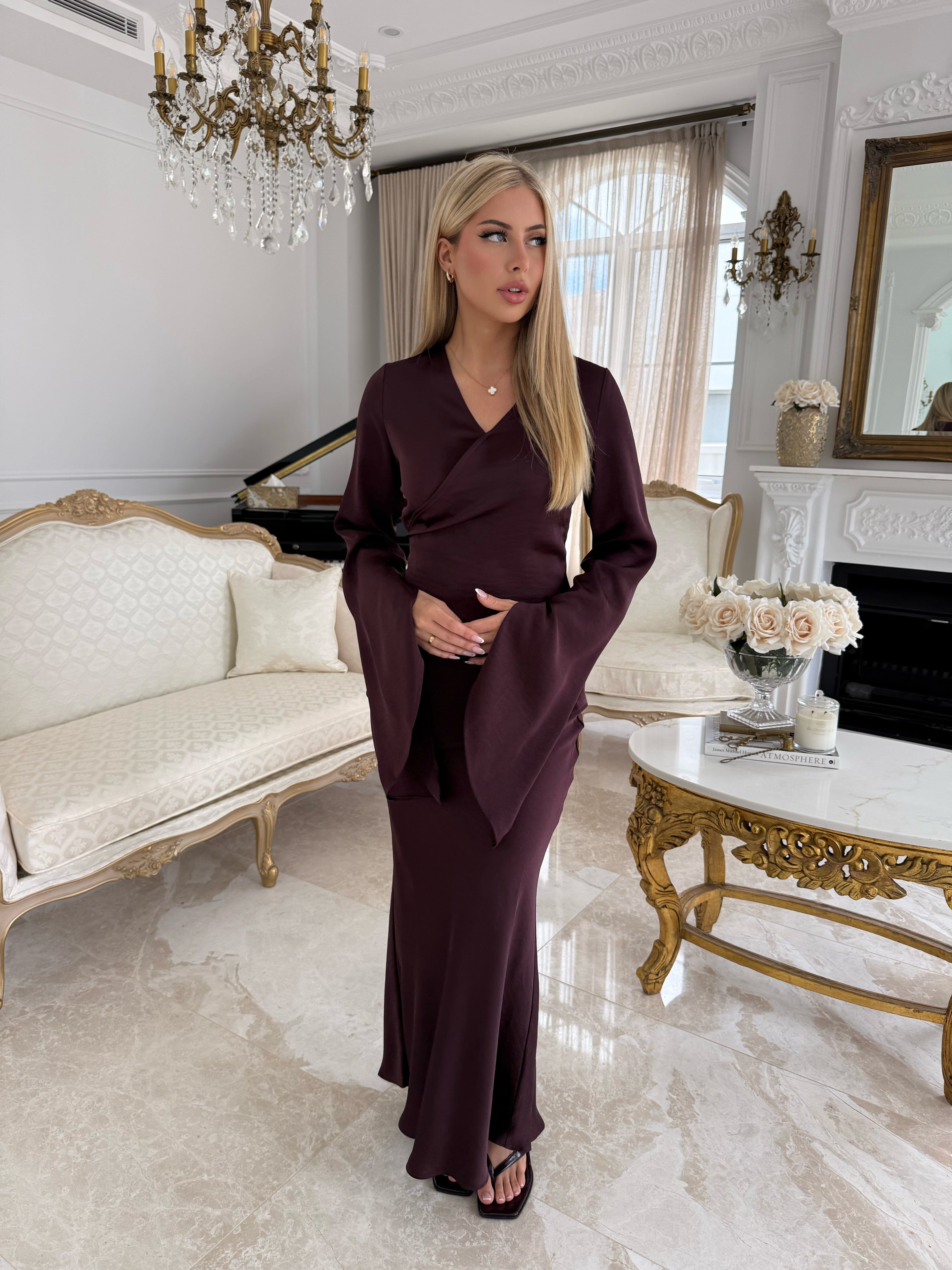Layali Satin Bell Sleeve Set