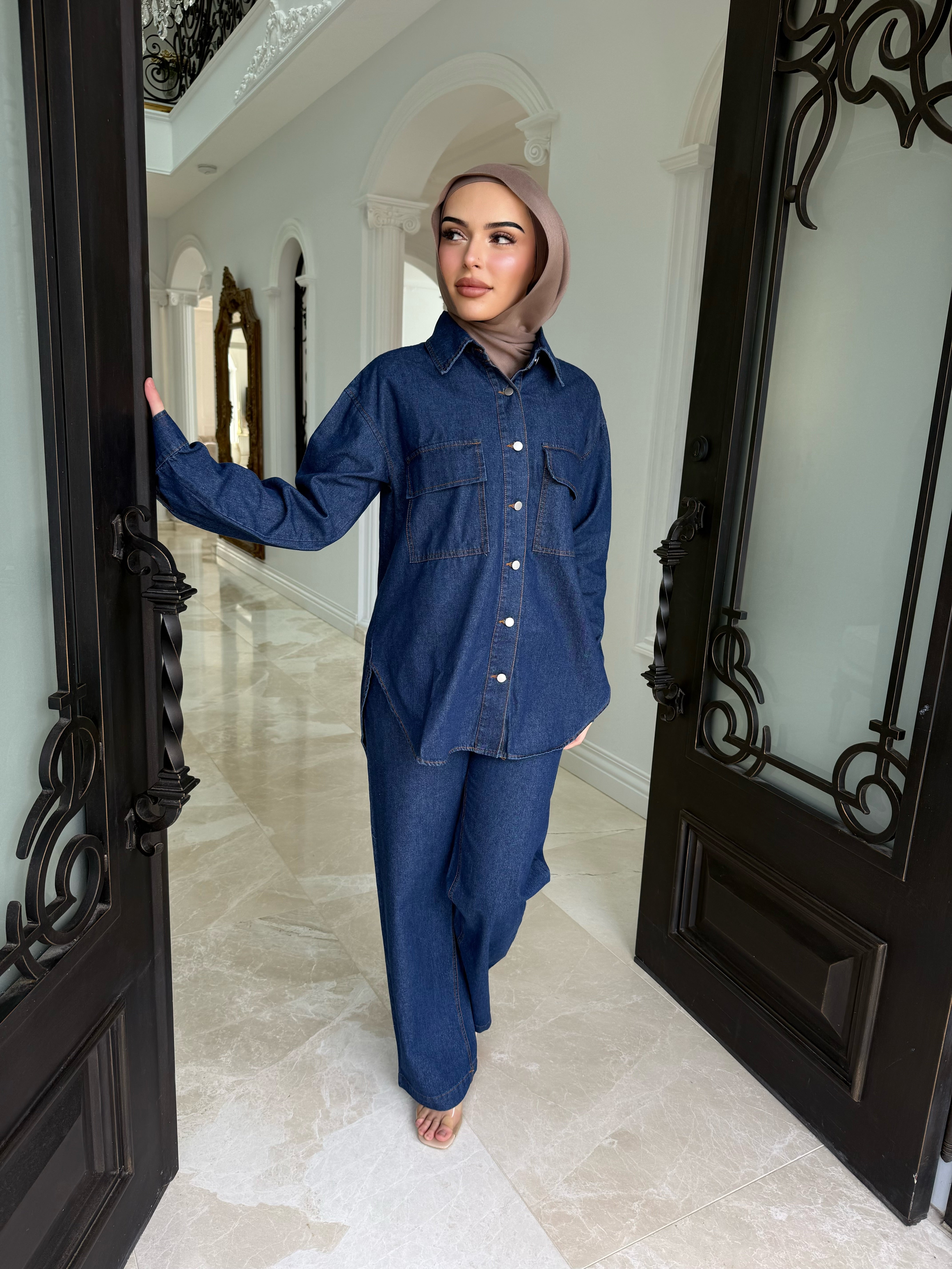 Denin Shacket Set