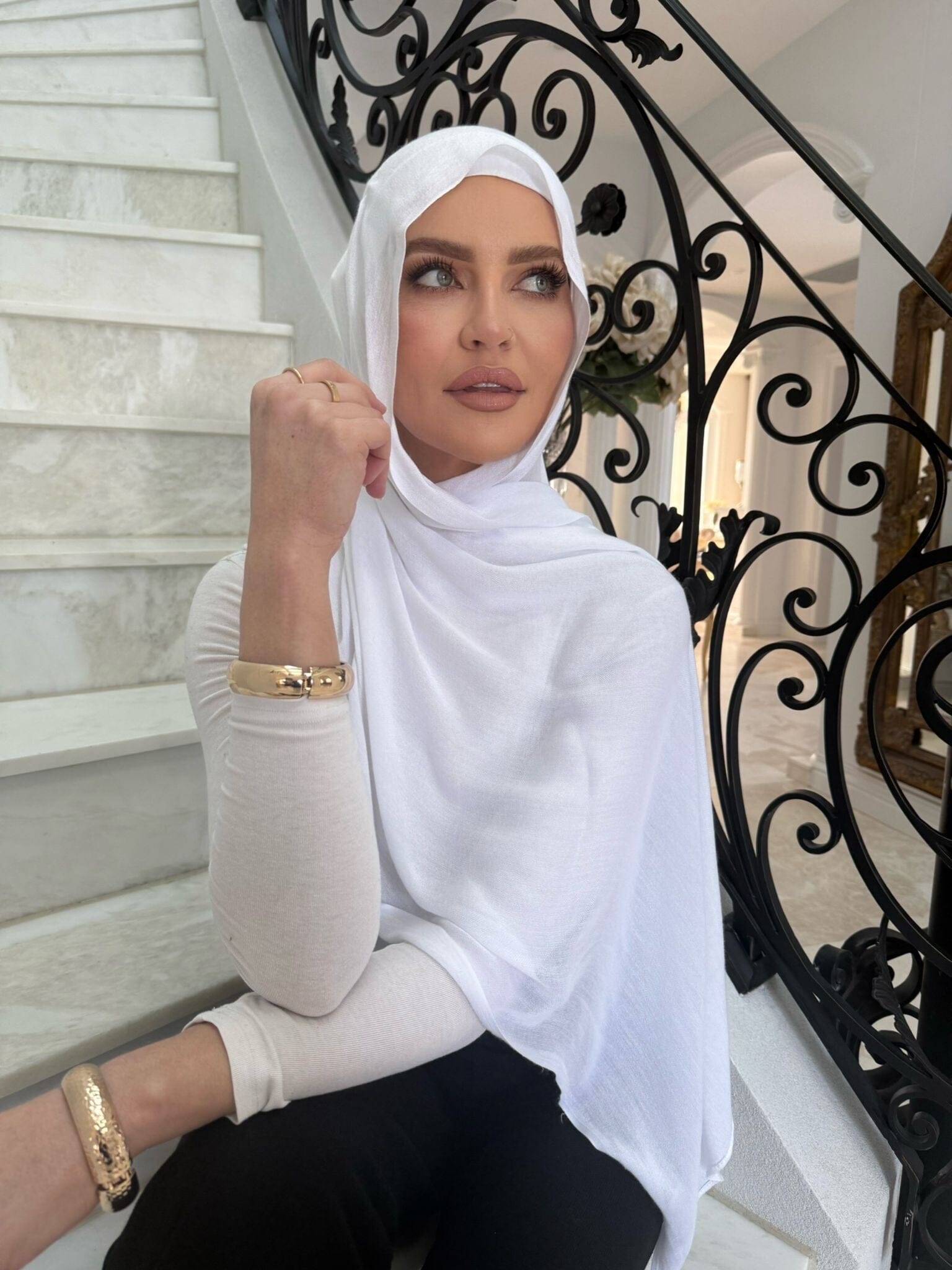 White Hijab Set