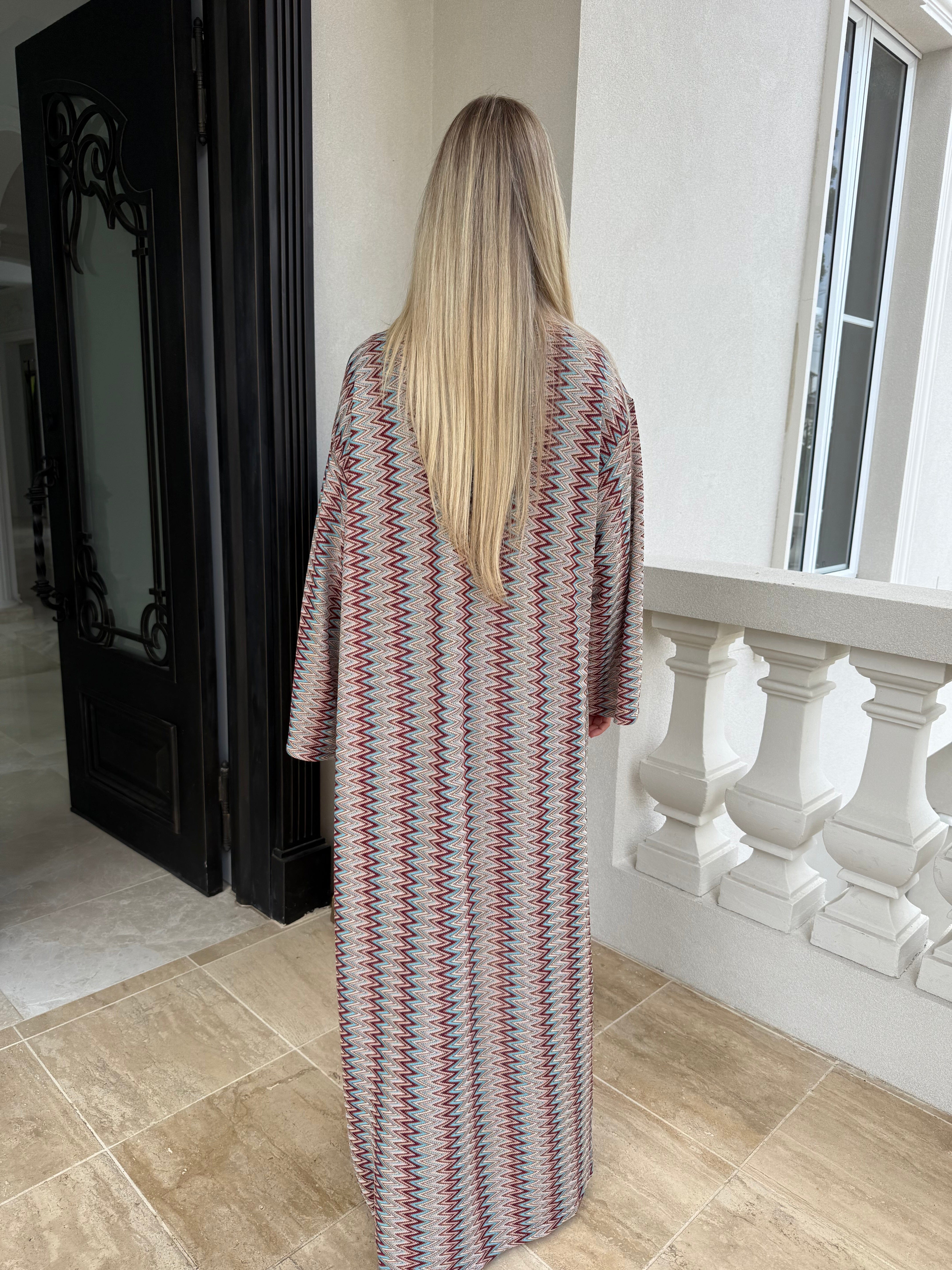 Blue Aztec Crochet Abaya