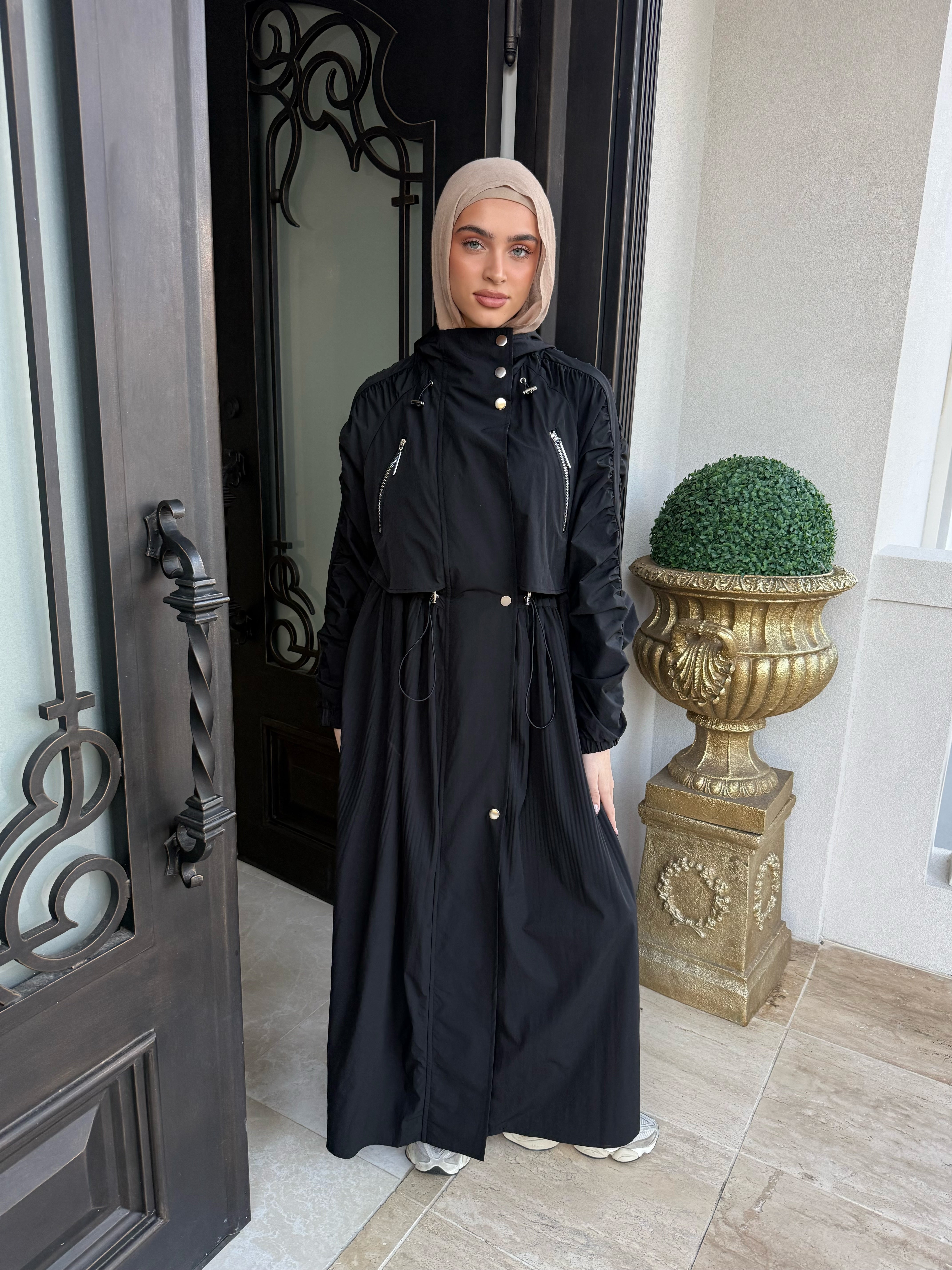Pleated Draw-String Trench