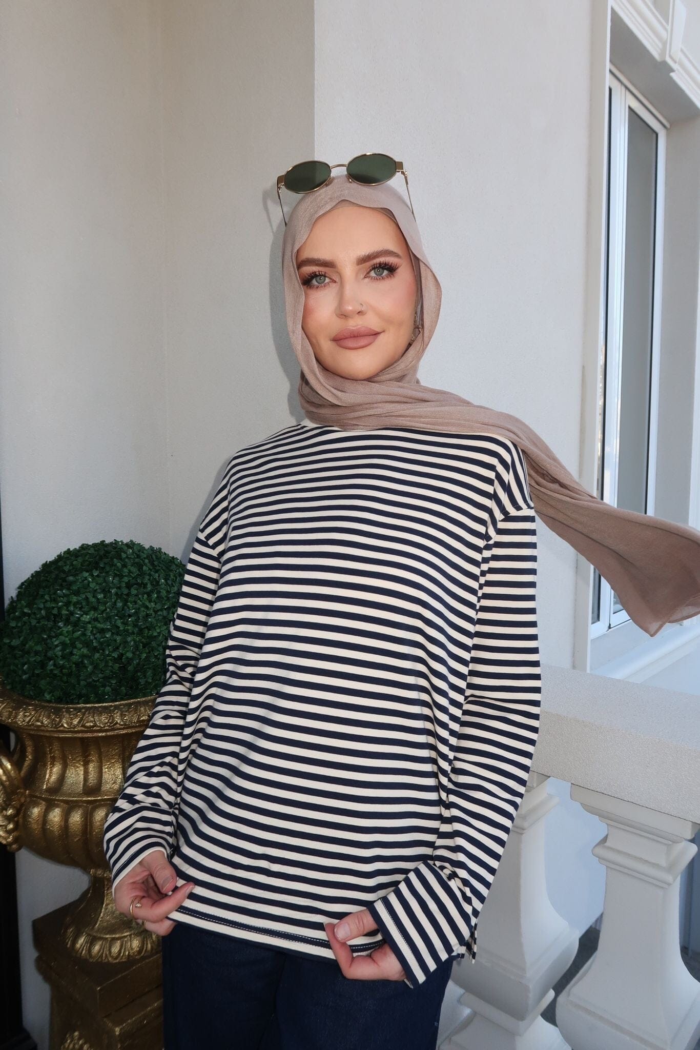 Navy Stripe Top