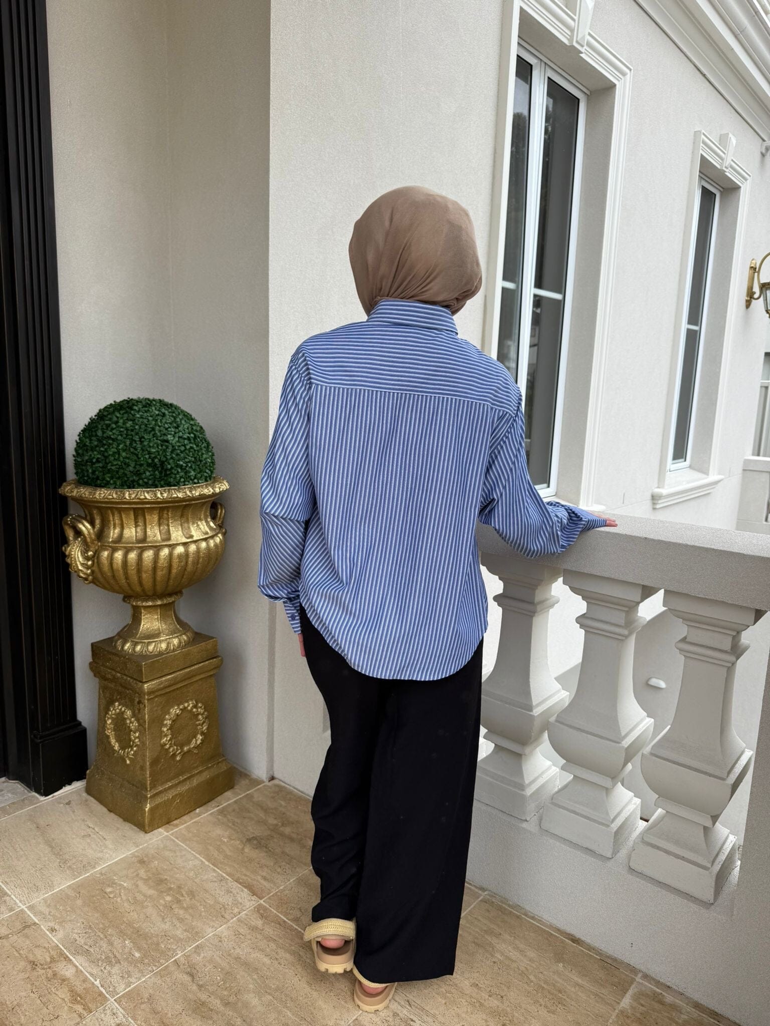 Gathered Stripe Shirt