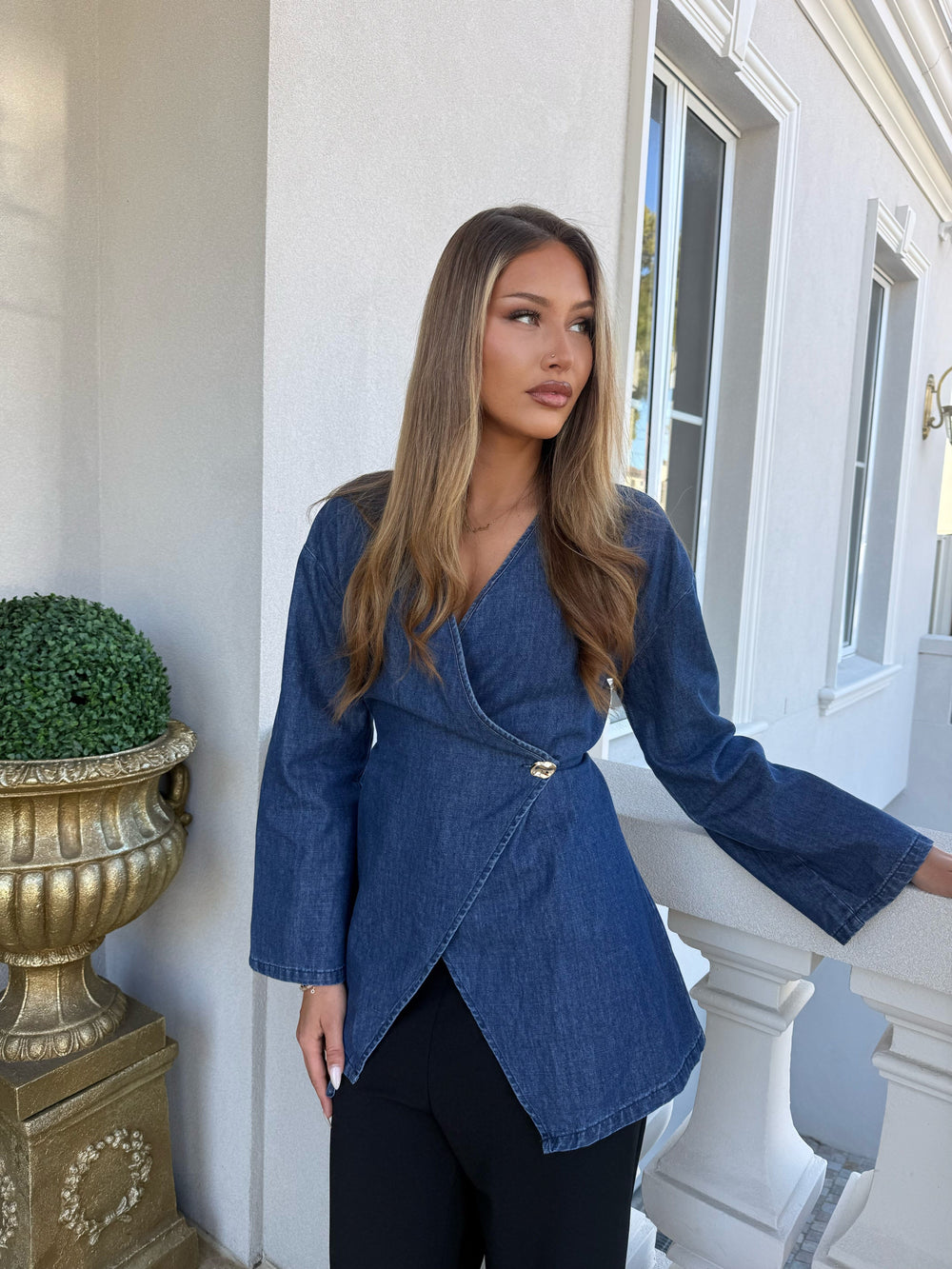 Denim Wrap Bloue