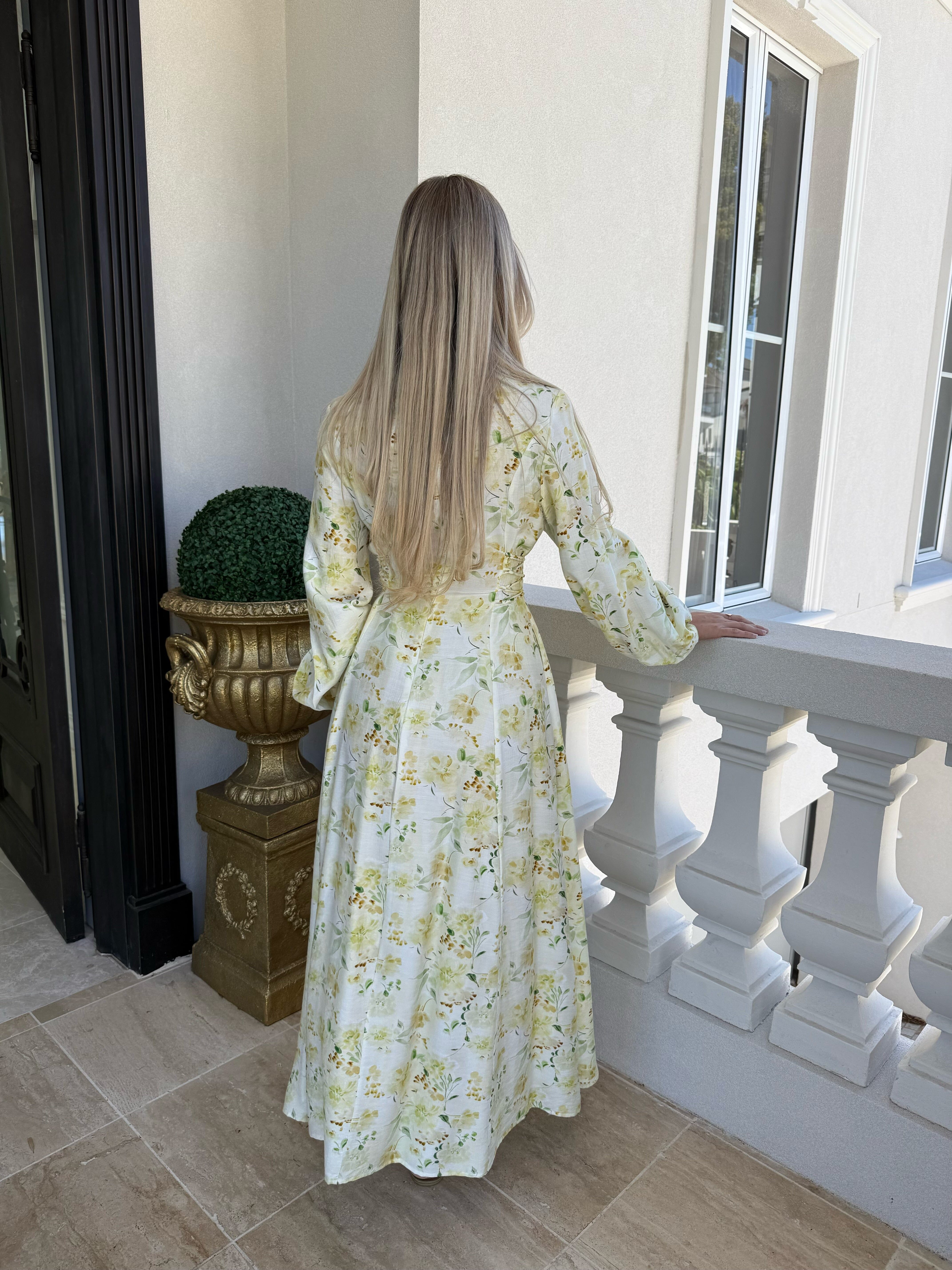 Yellow Floral Tie Dress