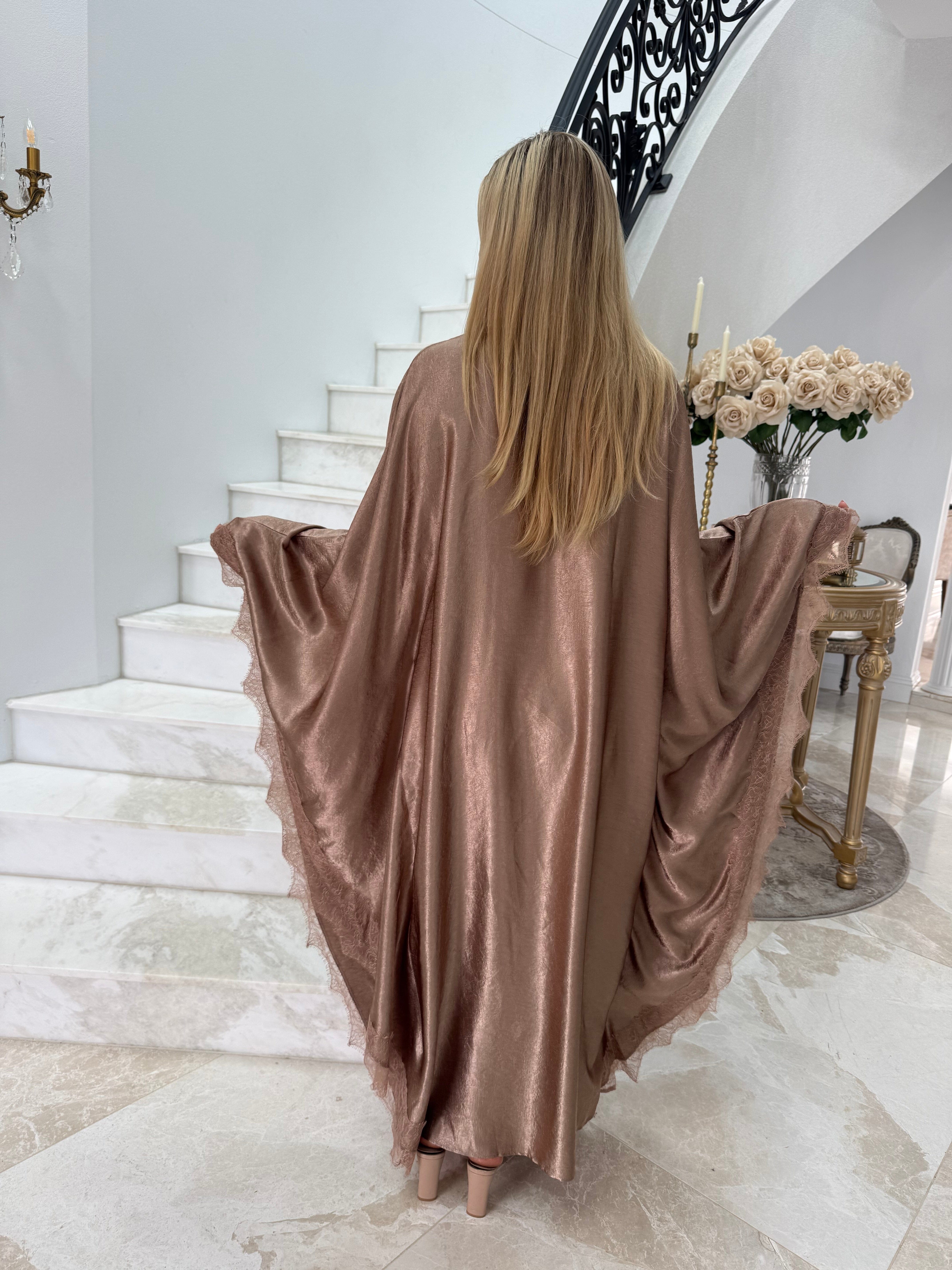 Lace Satin Batwing Abaya