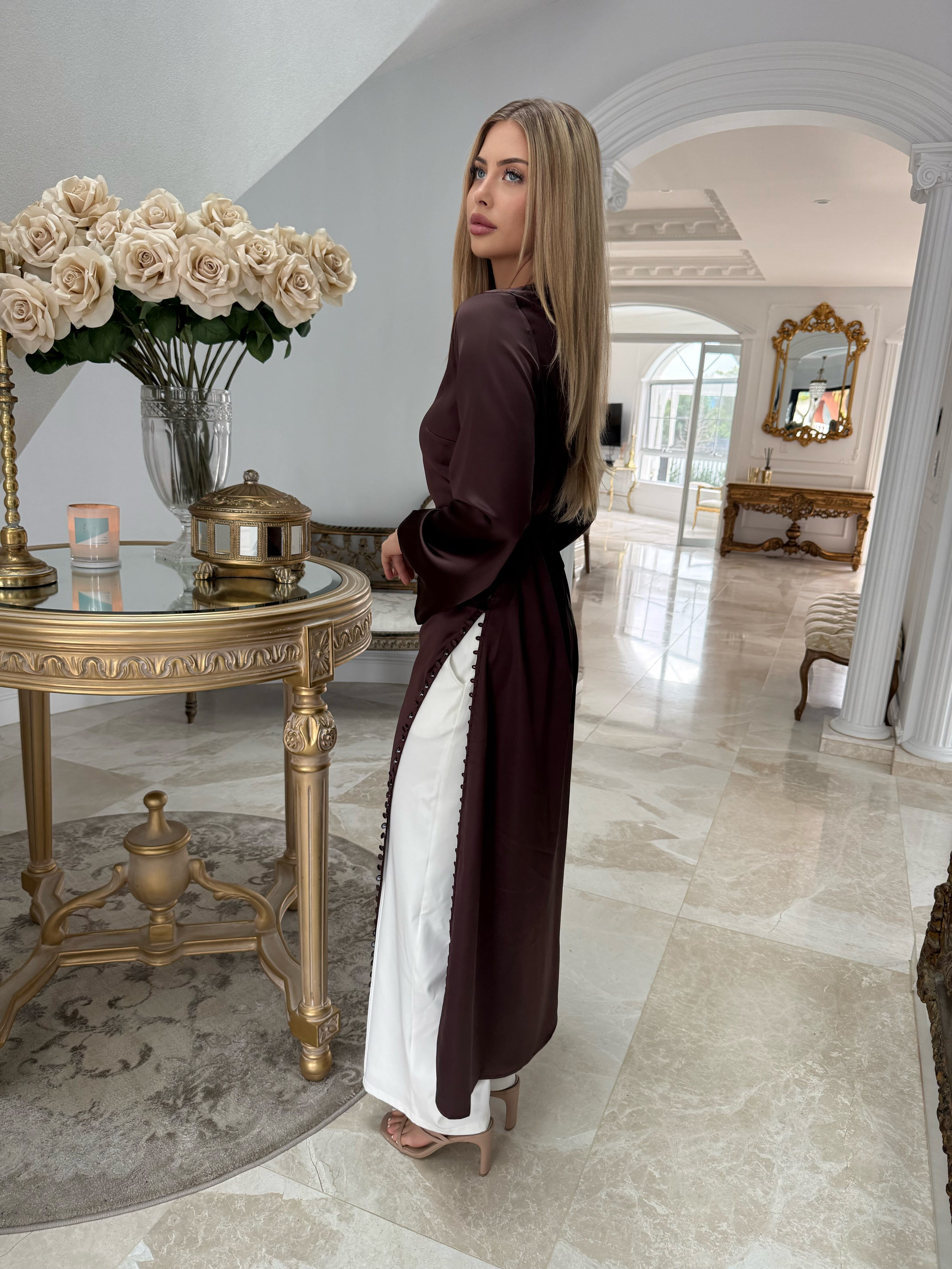 Satin Button Split Tunic