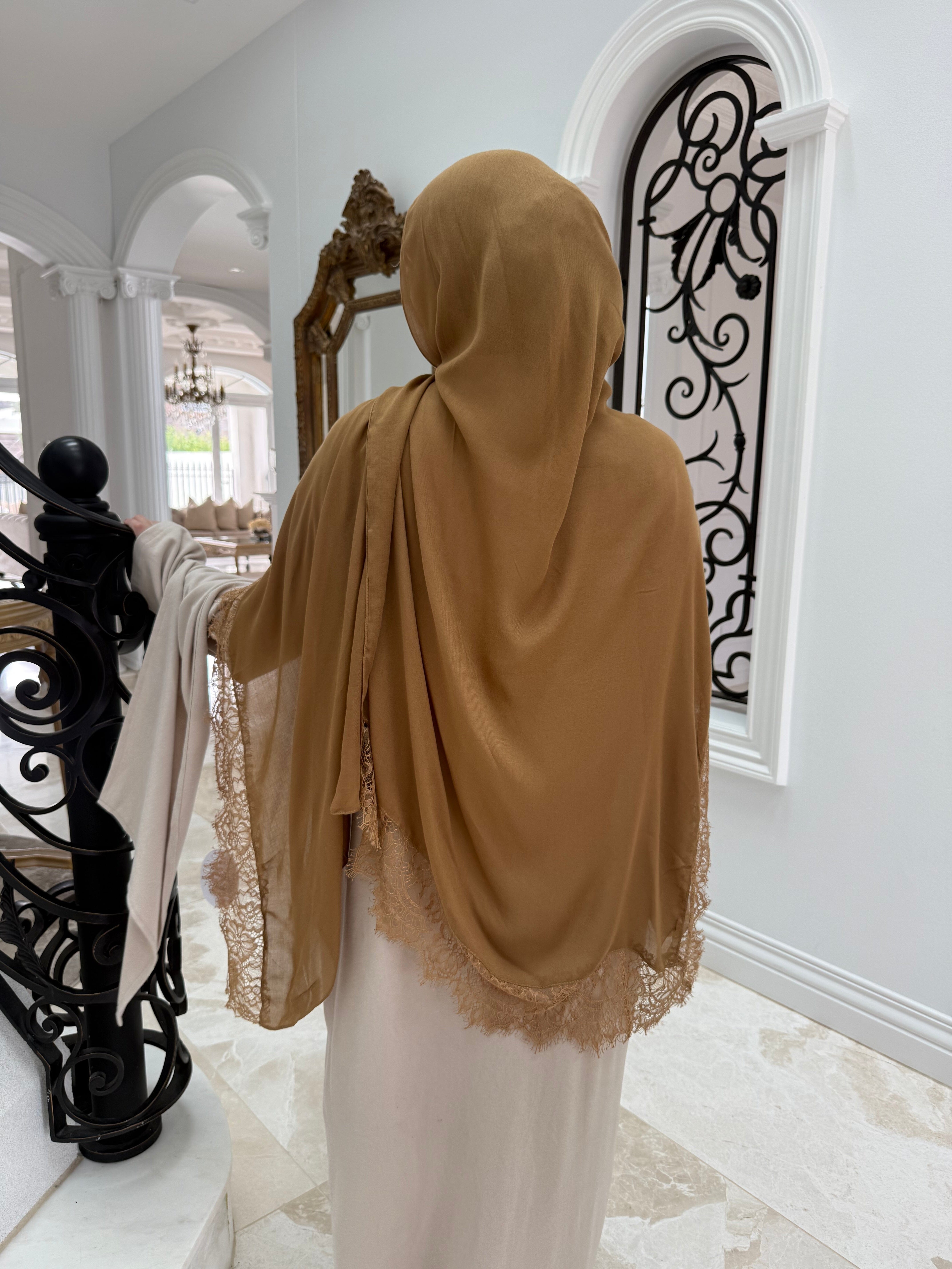 Tan Lace Modal Shawl