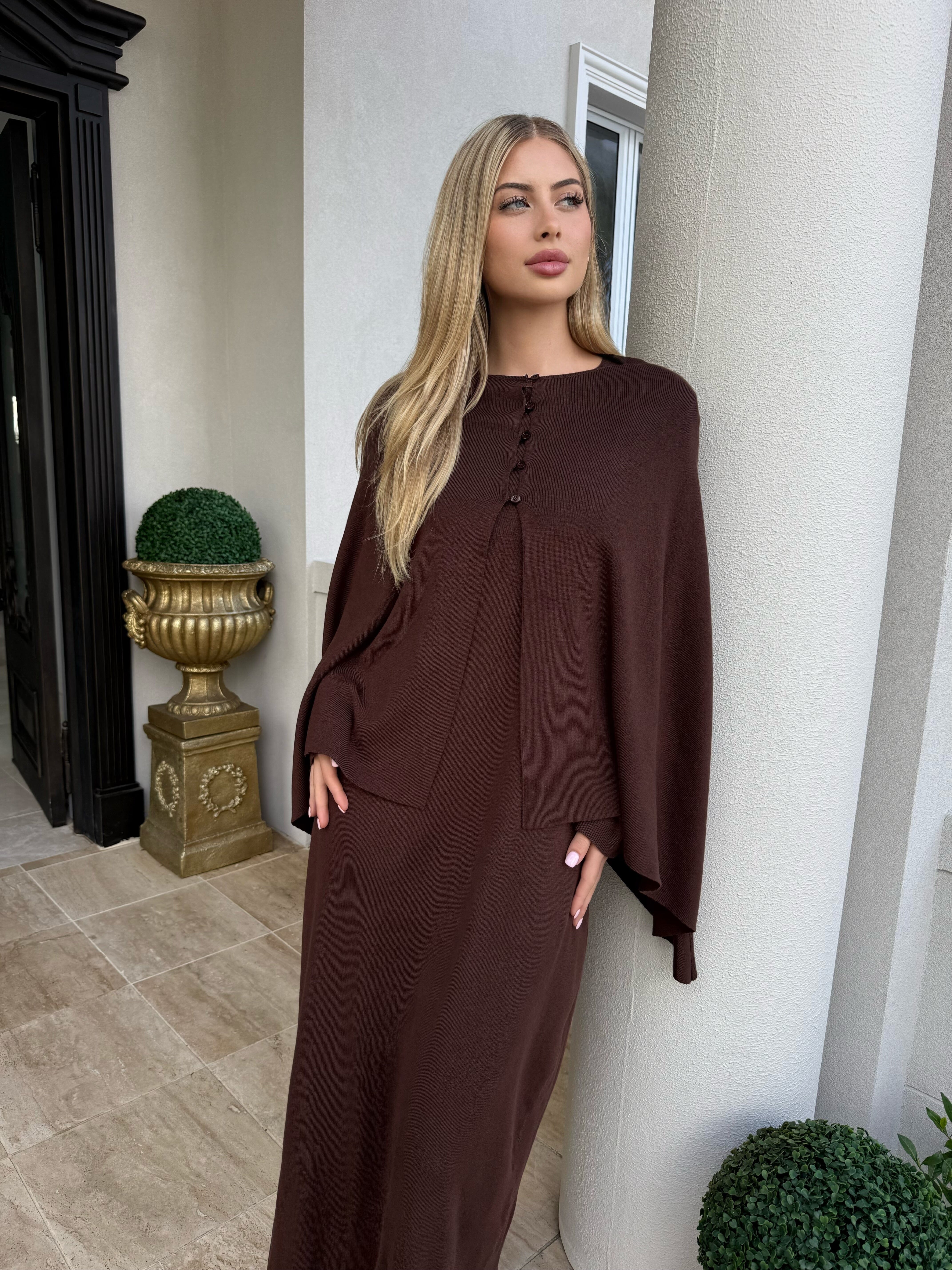 Poncho Knit Dress Set