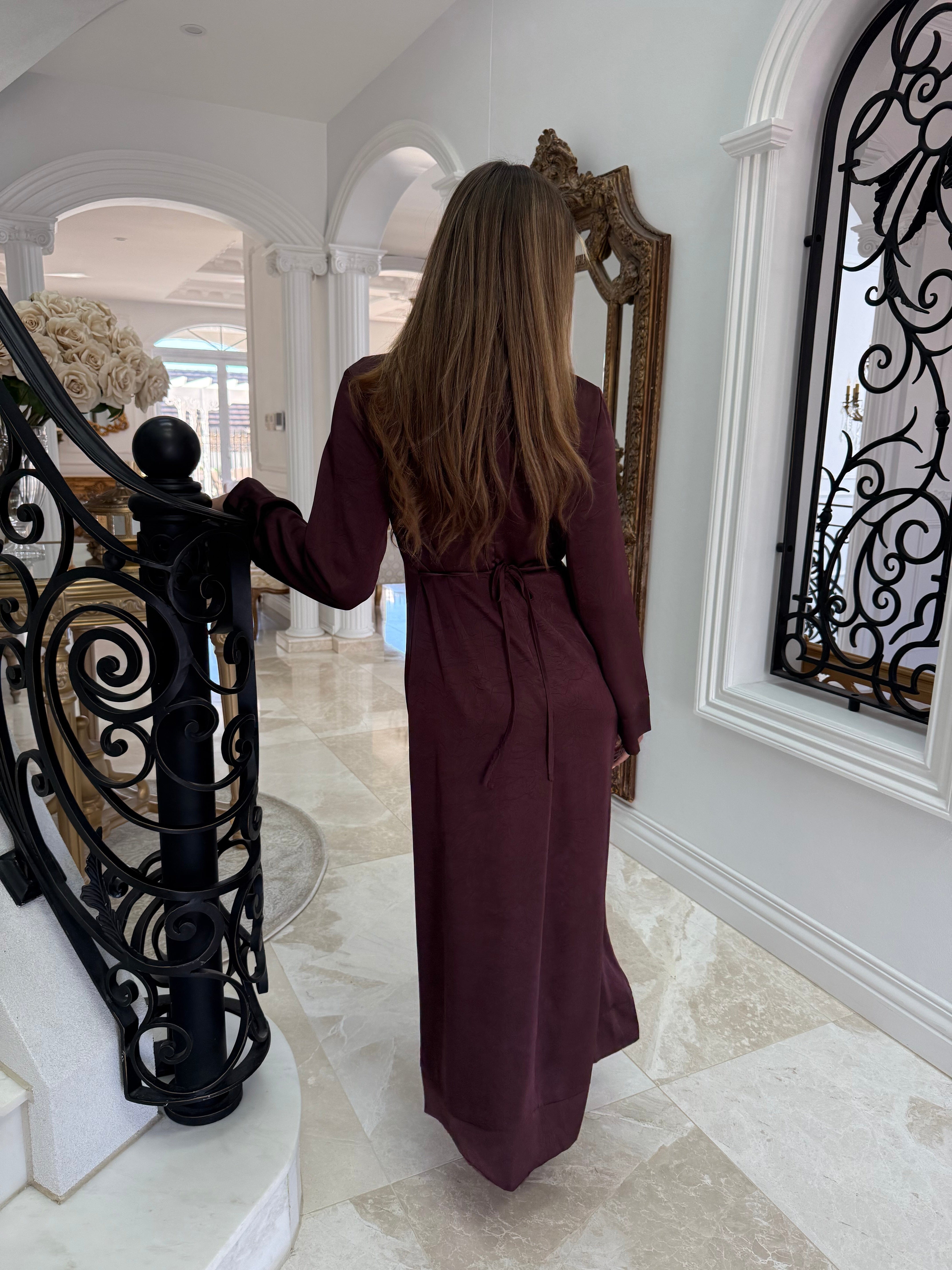 Textured Satin Button Dress