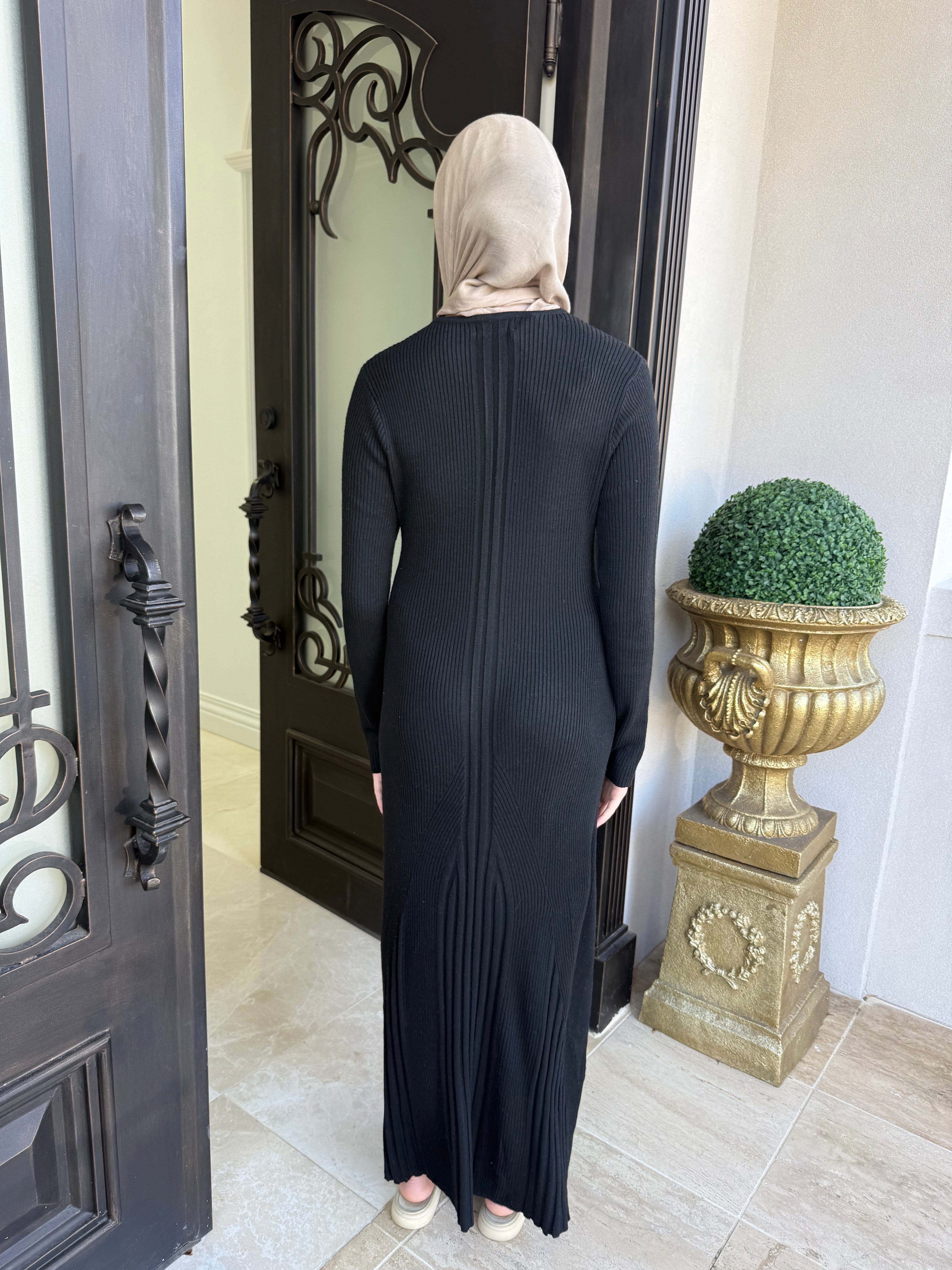 Ribbed Knit Abaya Set