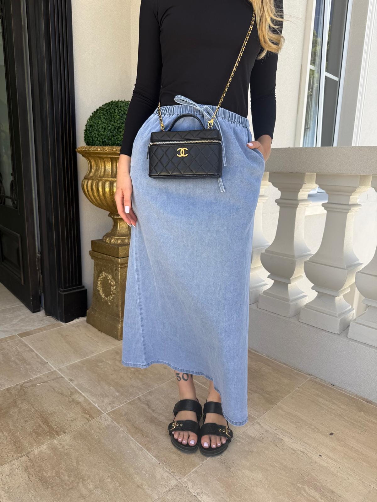 Elastic Denim Skirt