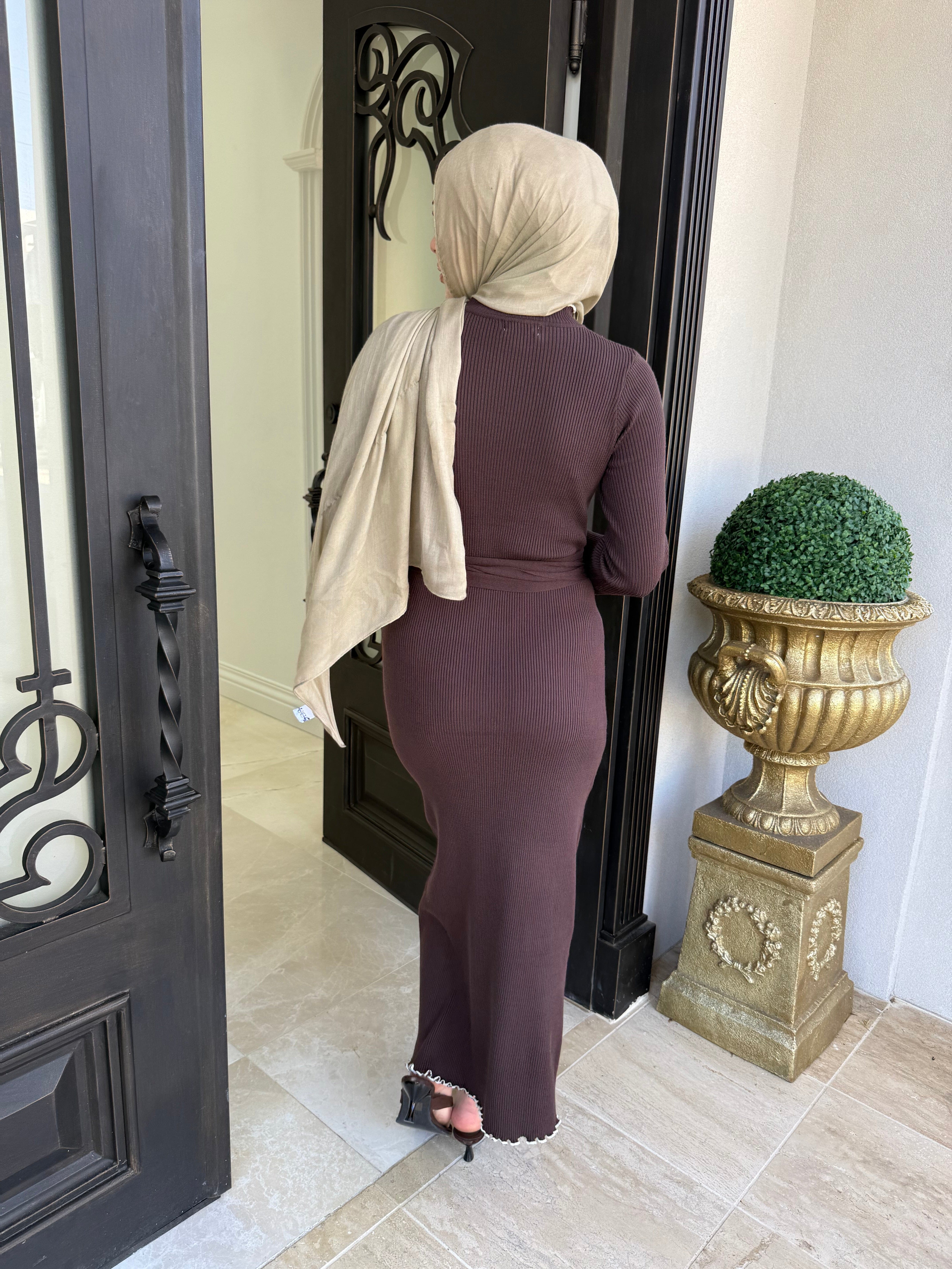 Trim Frill Knit Dress