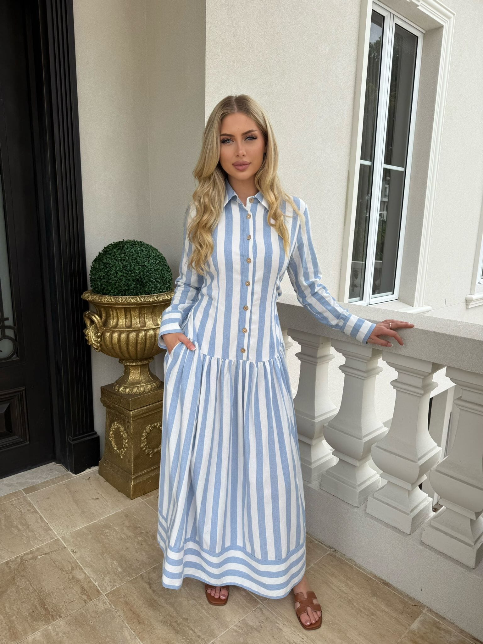Stripe Linen Maxi
