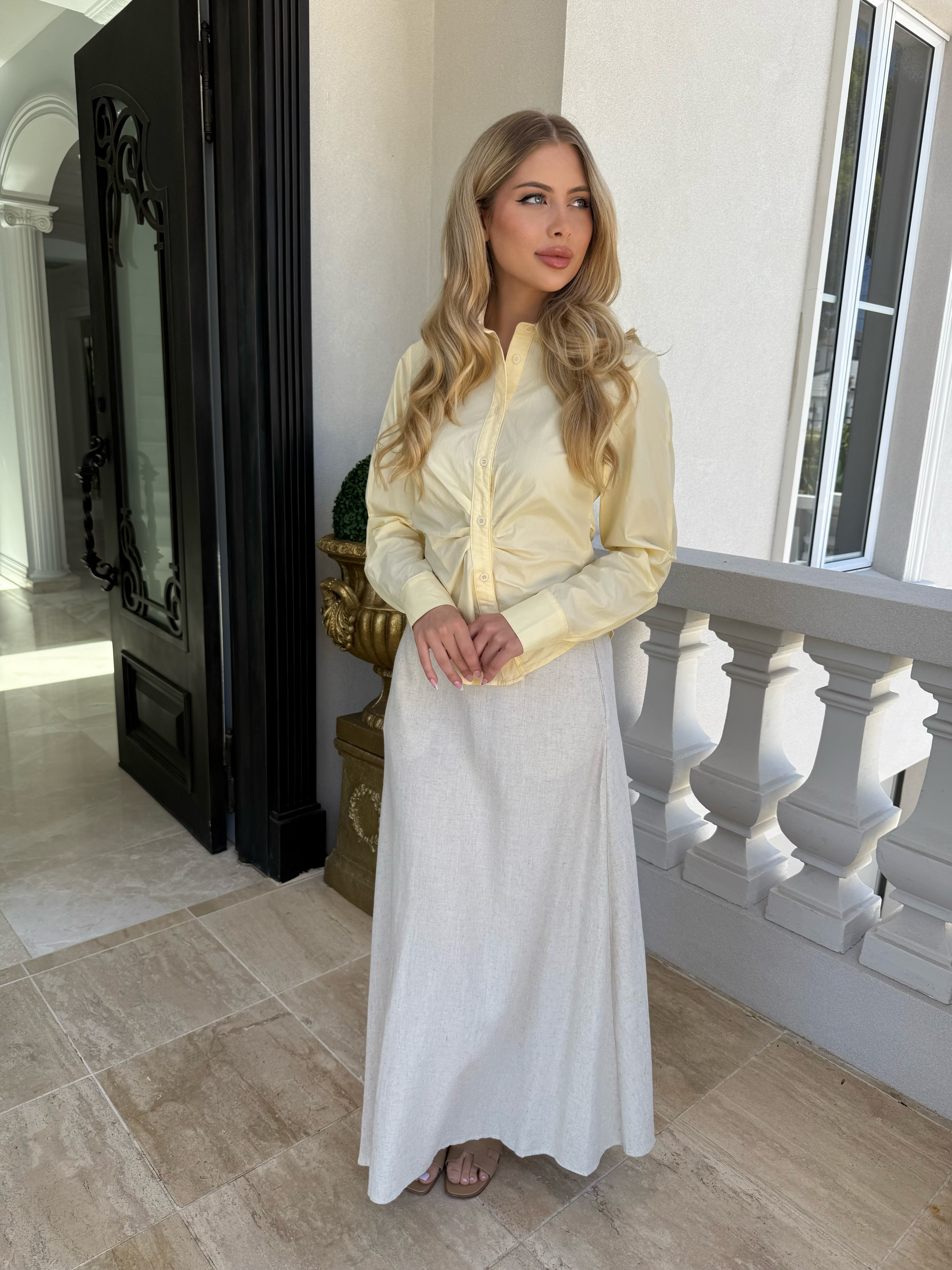 Gathered Button Shirt