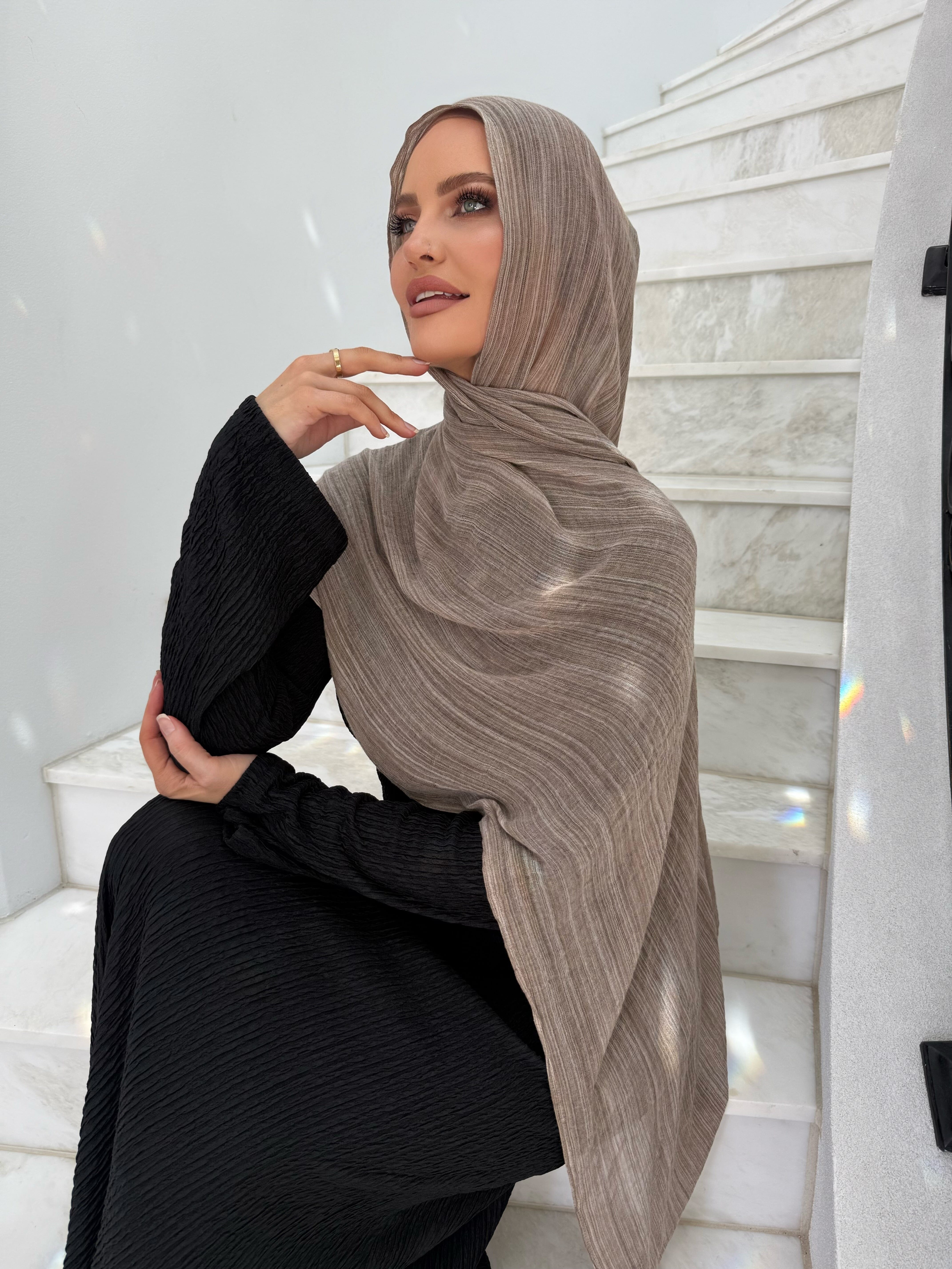 Taupe Stripe Crinkle