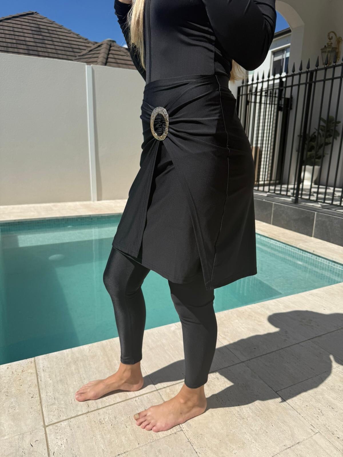 Gold Buckle Swim Skirt