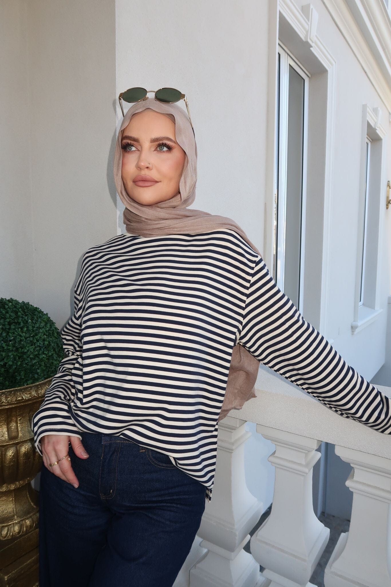 Navy Stripe Top