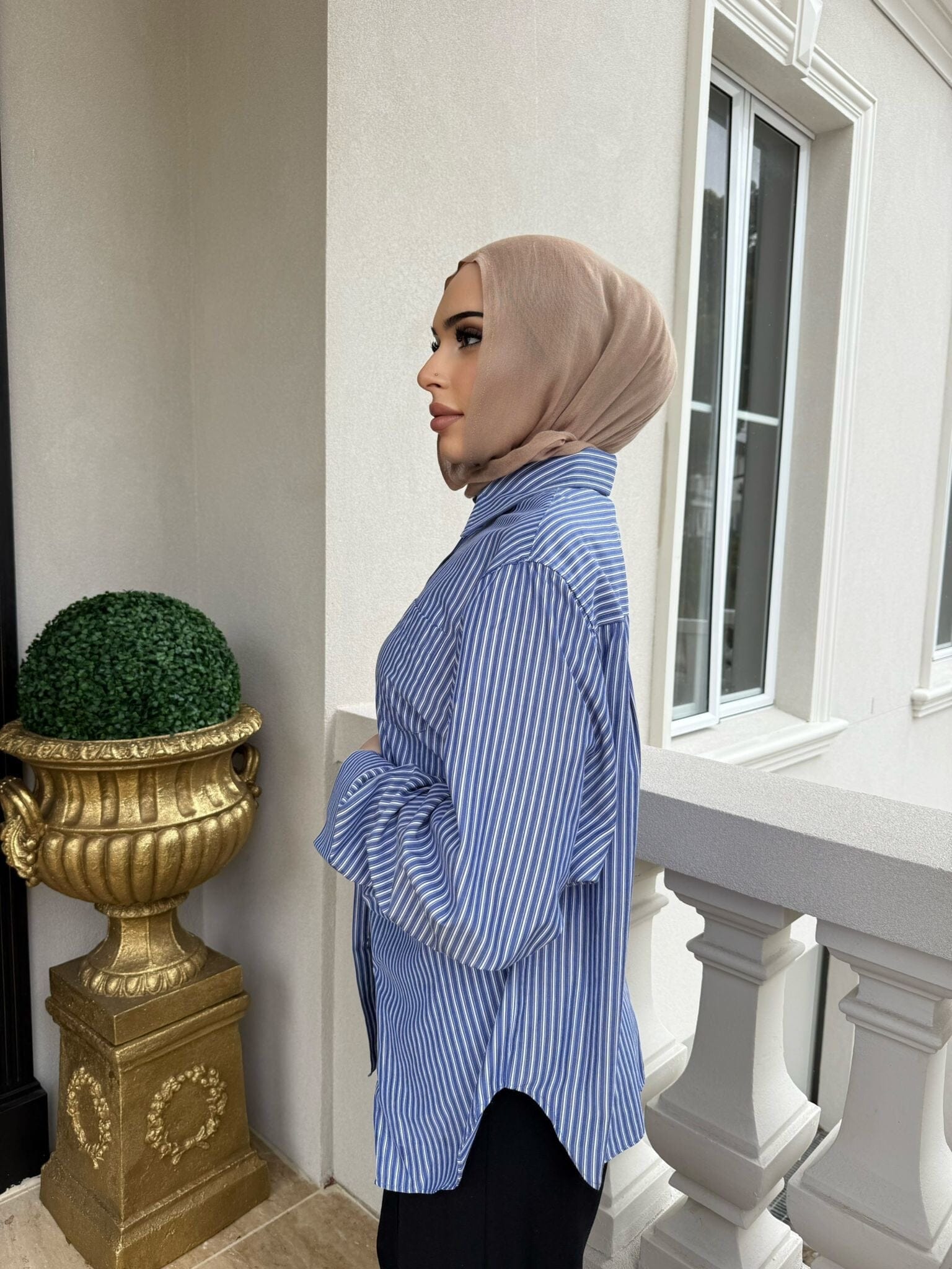 Gathered Stripe Shirt