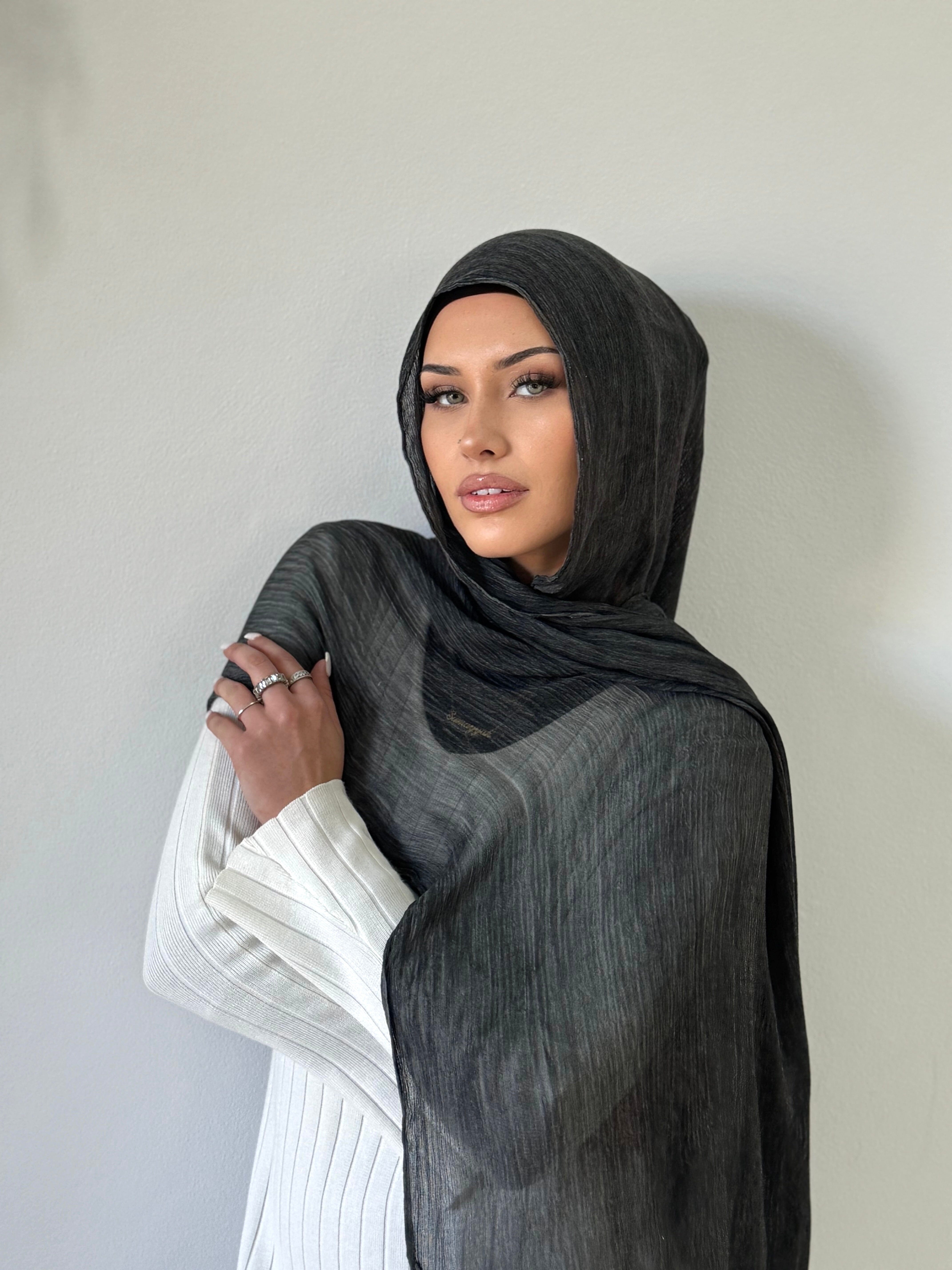 Black Pleated Shawl