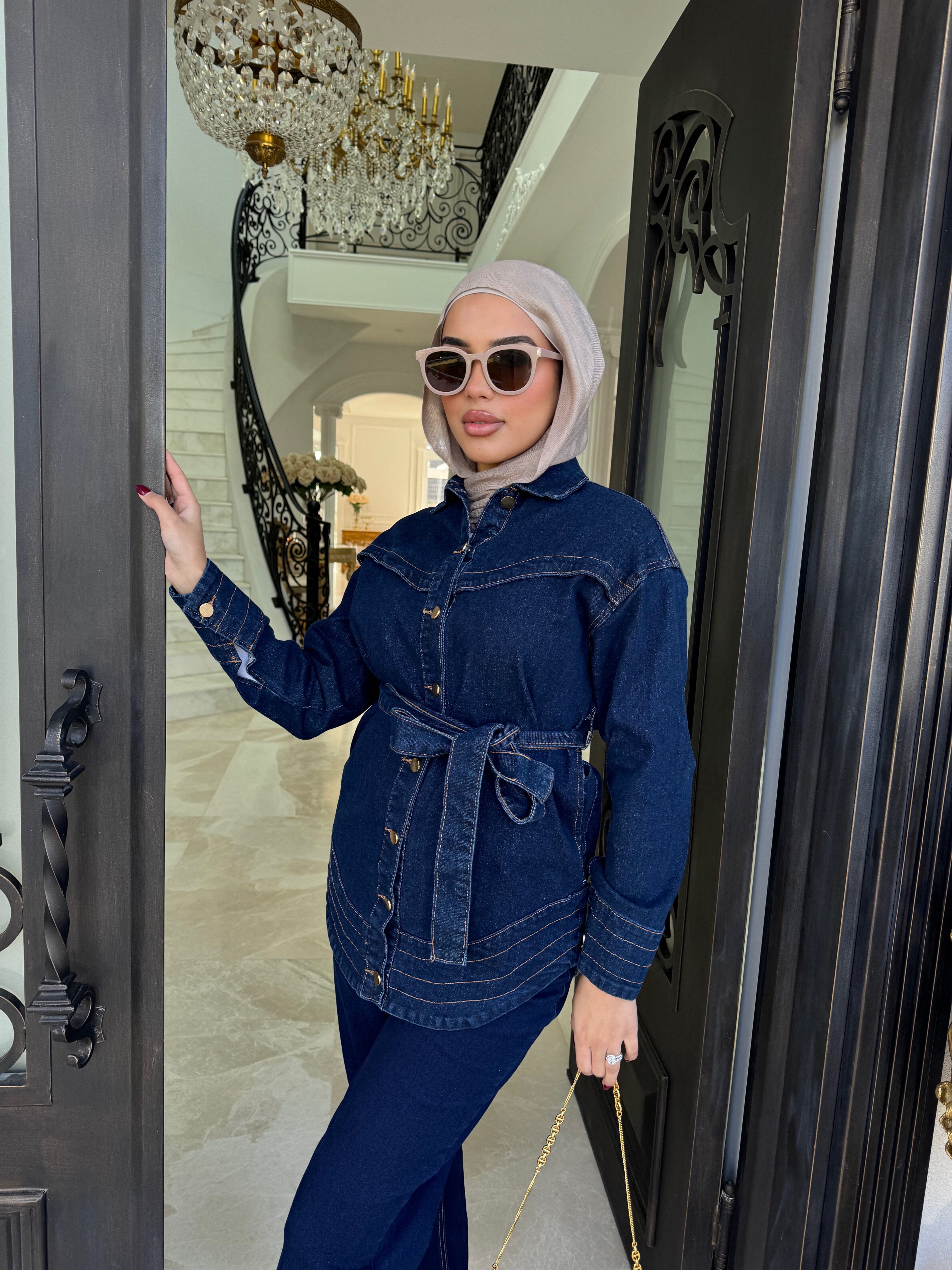 Contrast Denim Set