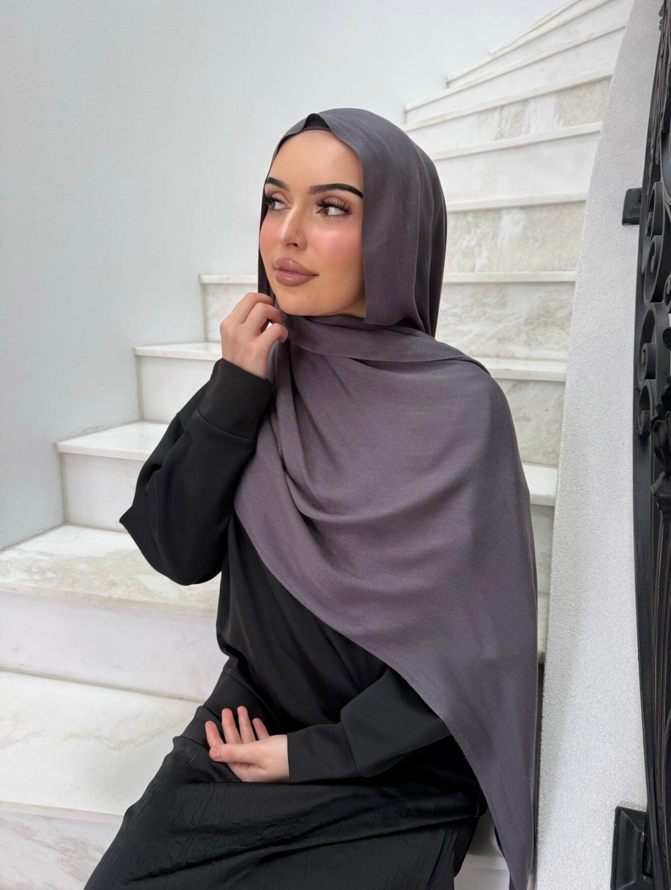 Ash grey hijab set