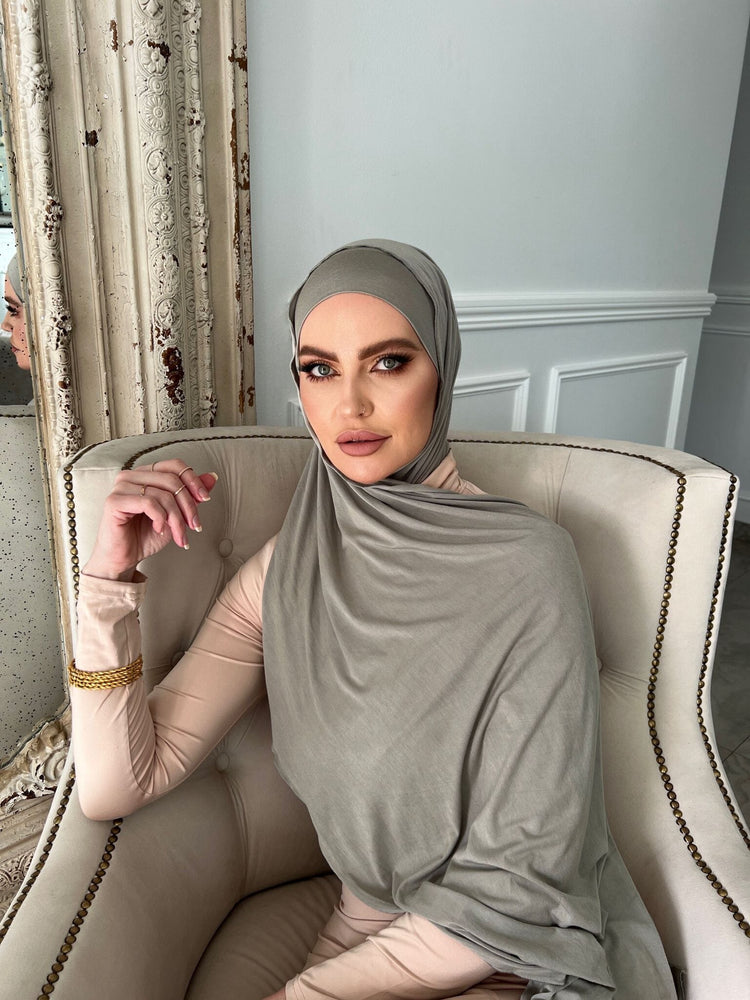 Light khaki Jersey Hijab Set