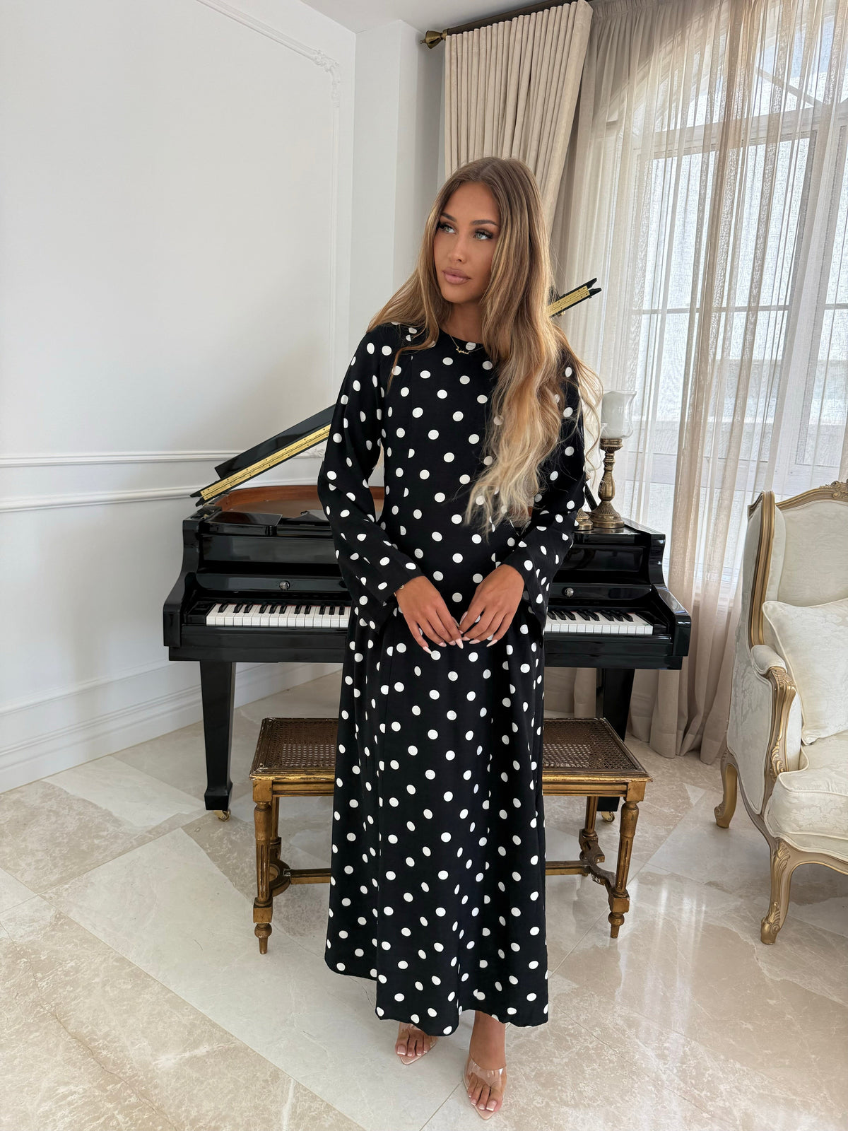 Cinched Polka Dot Dress